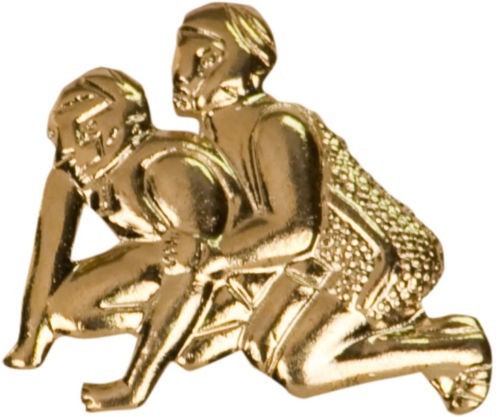 Gold Finish Metal Wrestling Sport Pin TIE TACK School Varsity Insignia Chenille