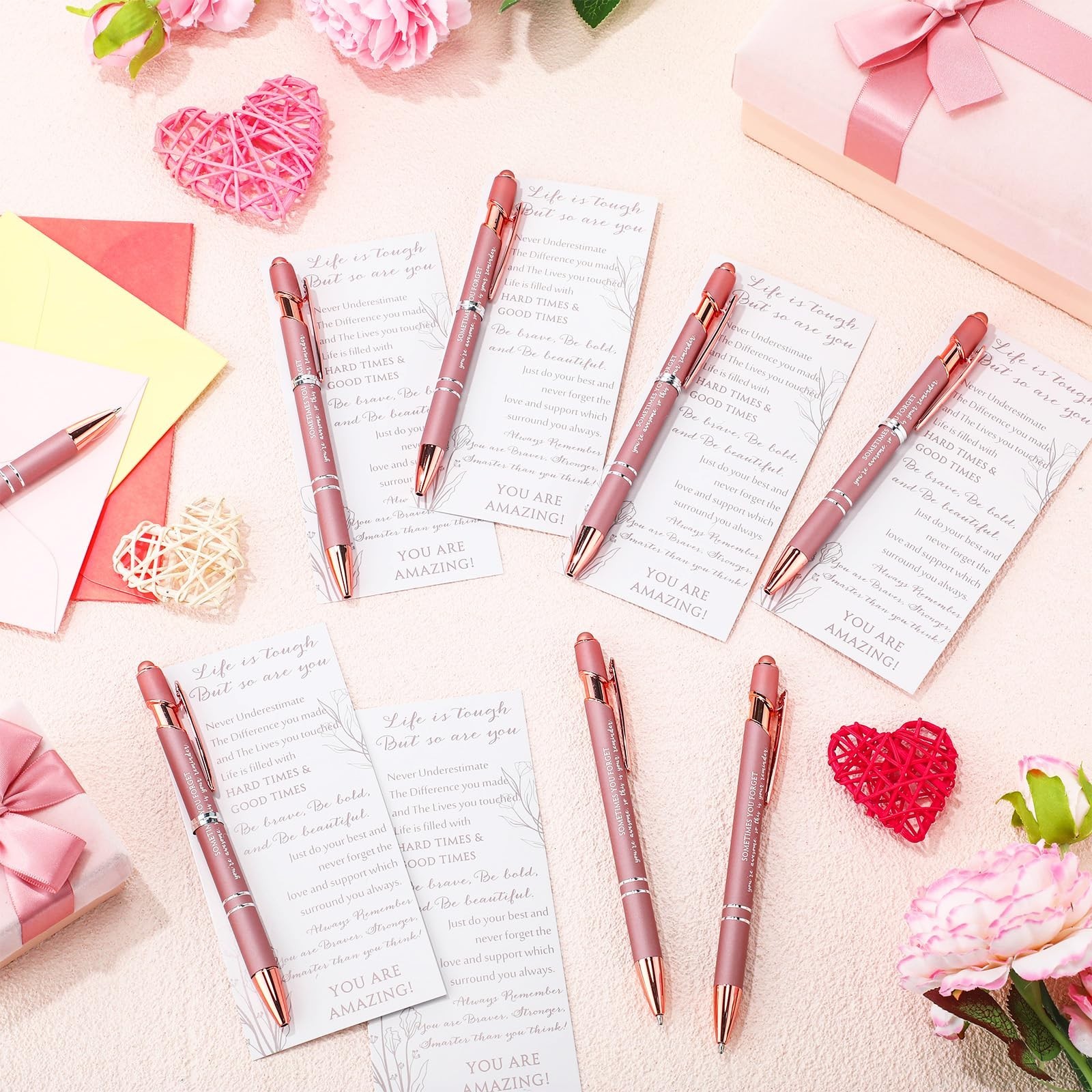 Supervitae 50 Sets Mother’s Day Pen Gifts Bulk Pink Ballpoint Pens with Inspi…