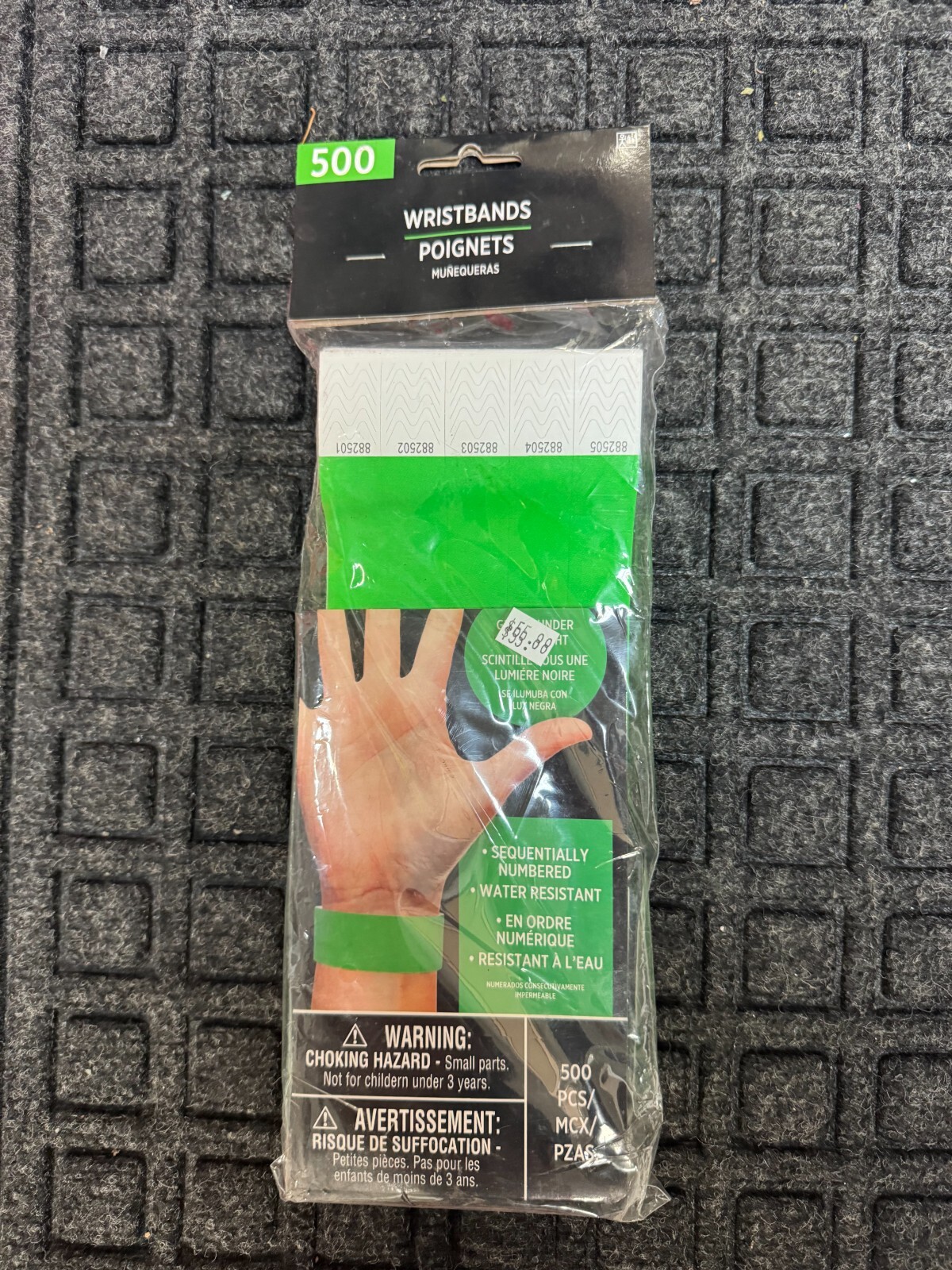 Glow Under Black Light Water Resistant 500 Green Ct Party Wristbands