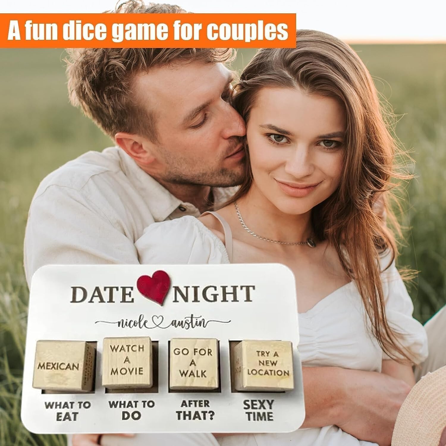 Wooden Date Night Dice: After Dark Edition – Romantic Adventure Dice for Couples