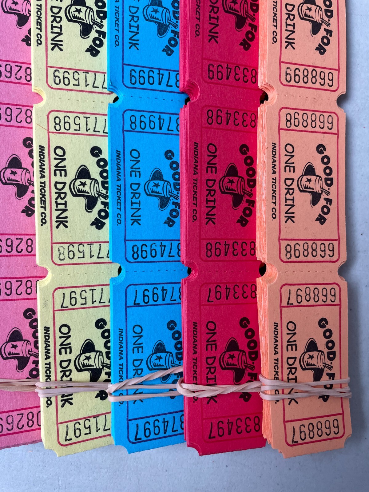 Good for One Drink Single Stub Tickets Lot of 500 Folded Flat Raffle Tickets
