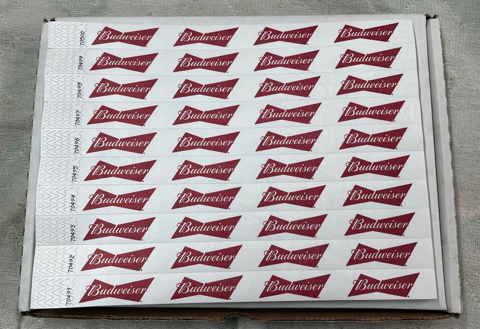 Budweiser Beer Logo Bar ID Age – Event Security Numbered Wristband – 500 Count