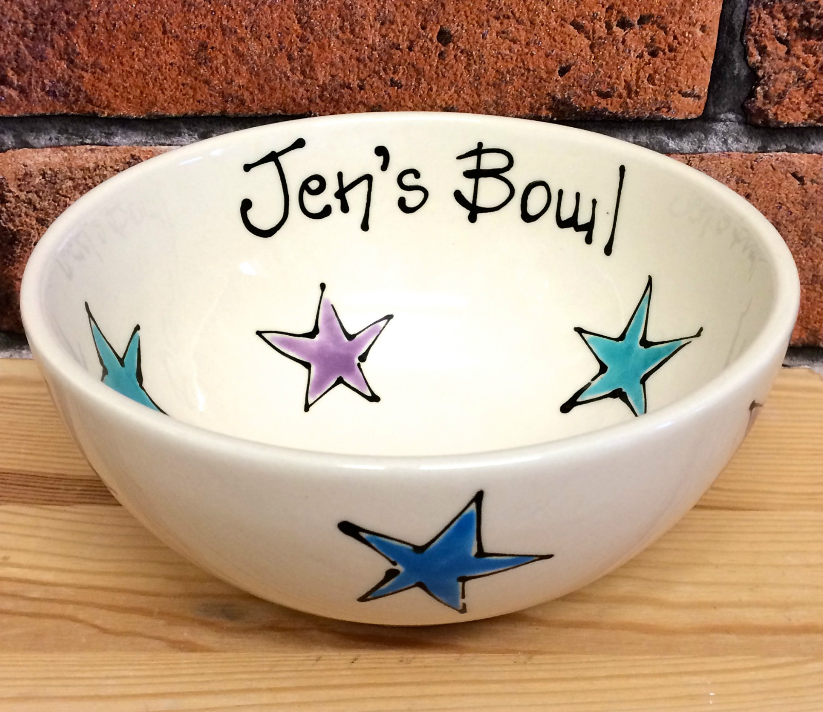 Personalised Handpainted Ceramic Bowl Choose Colour Design Text Gift Present