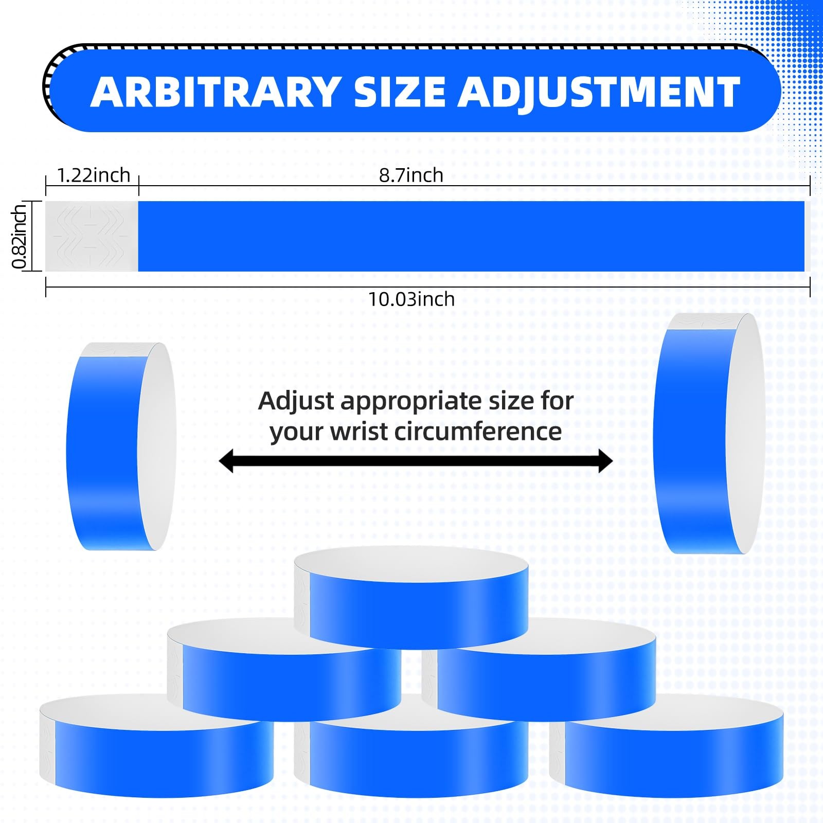 300 Pcs Wristbands for Large Events, Waterproof and Tear-Resistant Blue