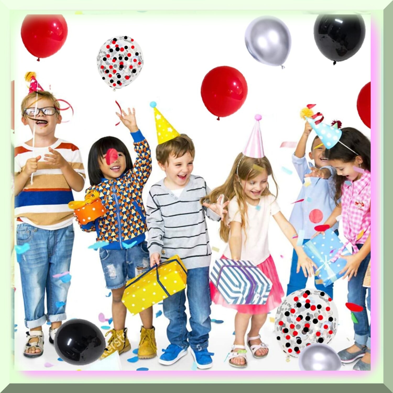 Balloon Arch Kit Red Black White Silver