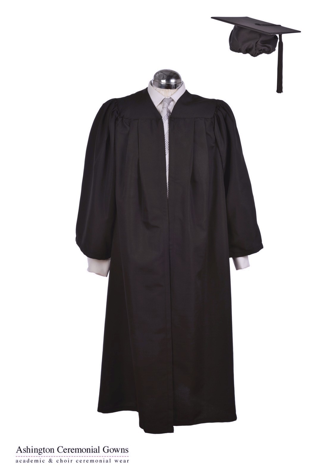 Adult Graduation Gown &Hat Black Mortarboard Set University Bachelor BA Cap Robe