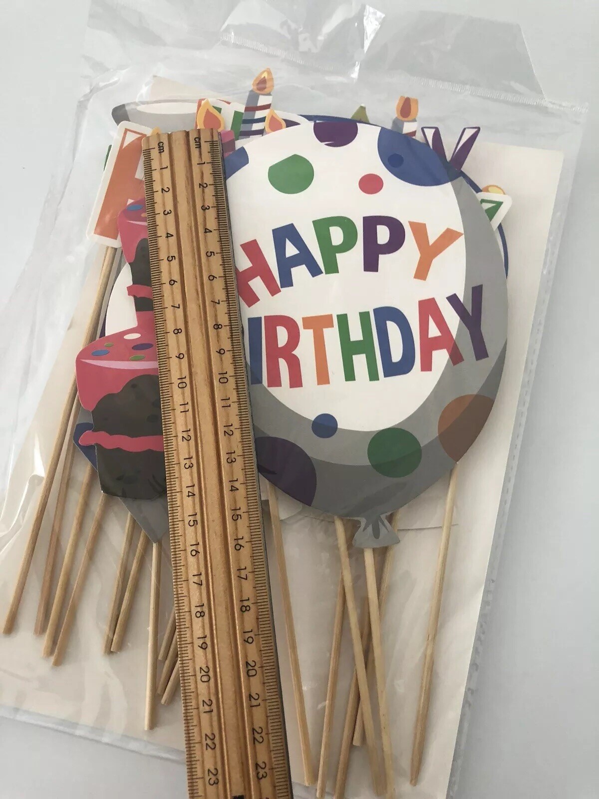 Kids Happy Birthday Party hat balloon Cake Selfie Photo Booth Prop Game Sign