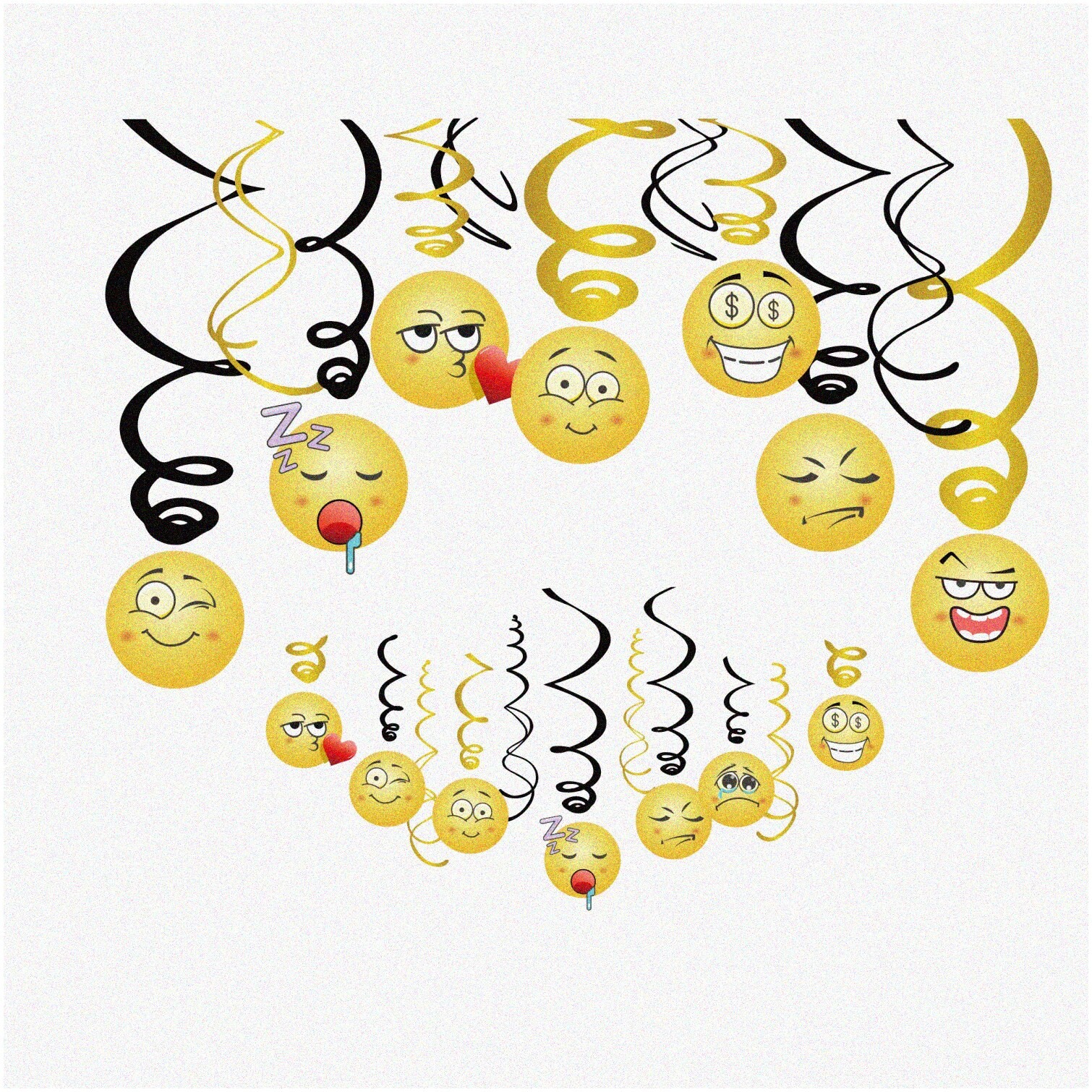 Emoji Hanging Swirl Decorations 30-Inch Set