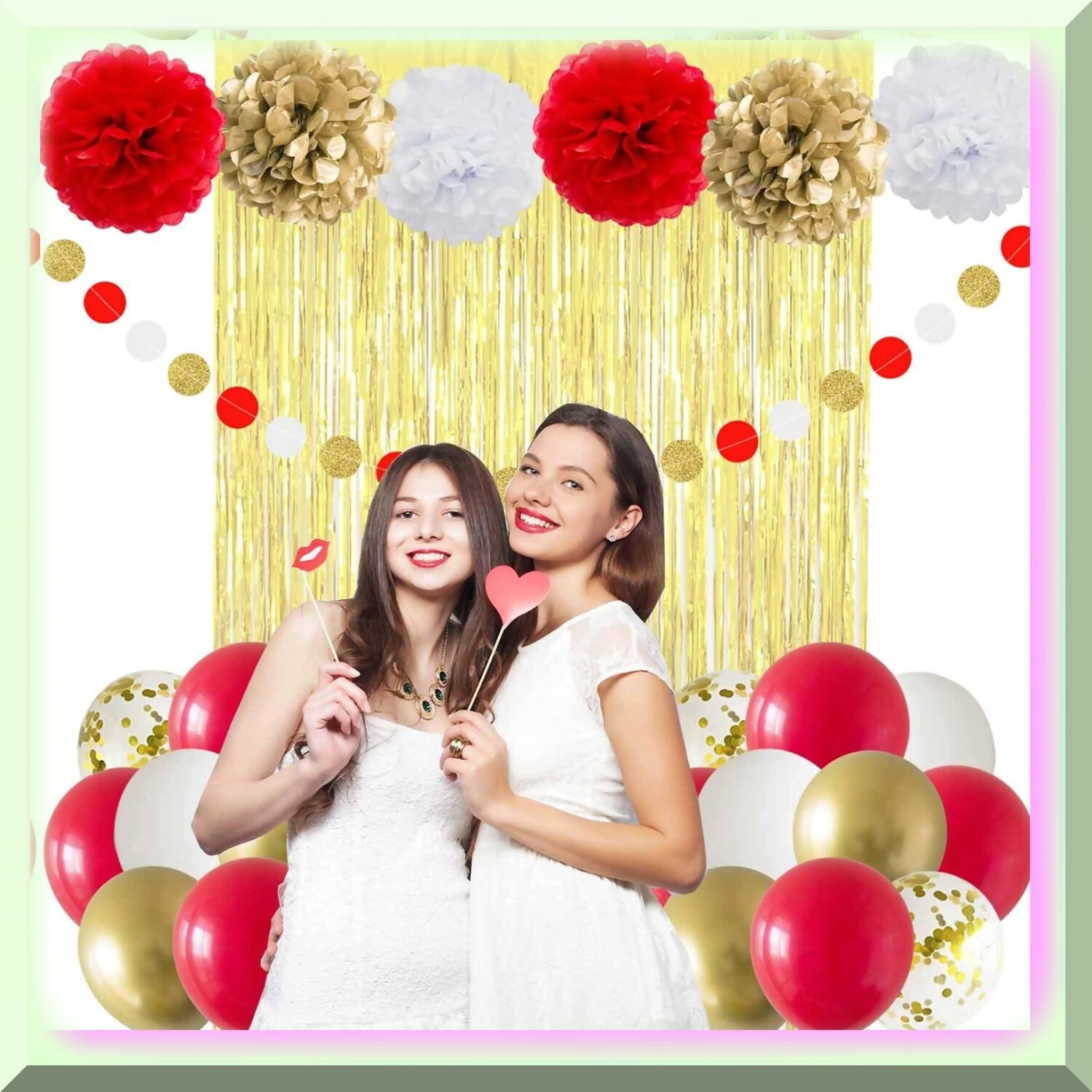 Red and Gold Birthday Party Decorations Kit