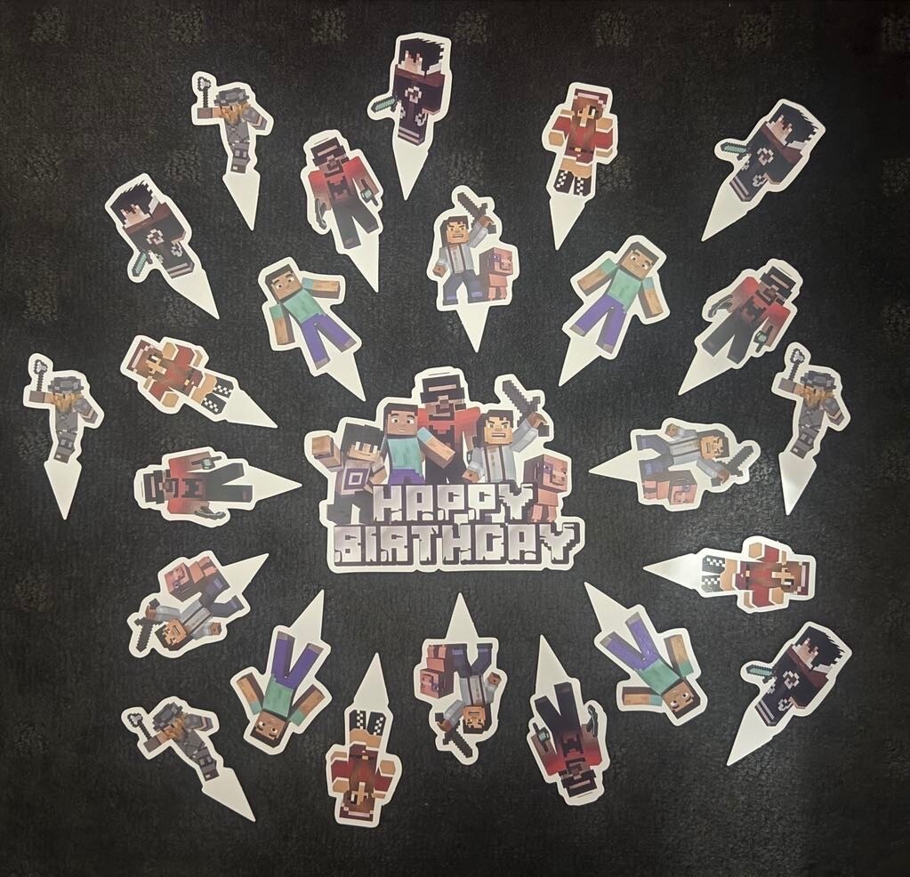 *25pcs MINECRAFT CAKE TOPPERS and CUPCAKE TOPPERS for birthday party