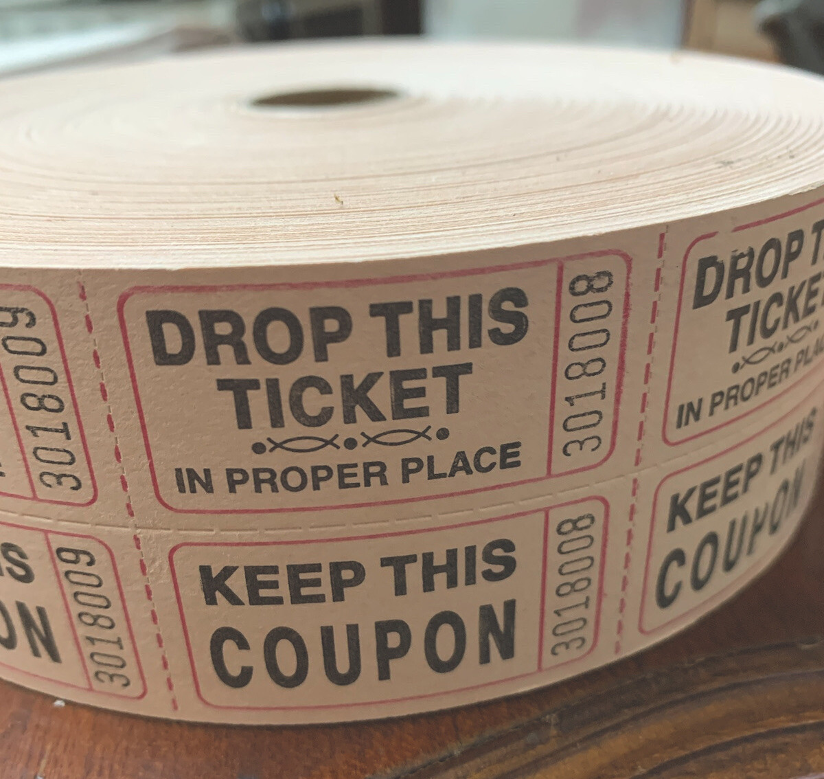 Raffle Tickets Roll of 2000 Double Stub Keep This Coupon Carnival Ticket WHITE