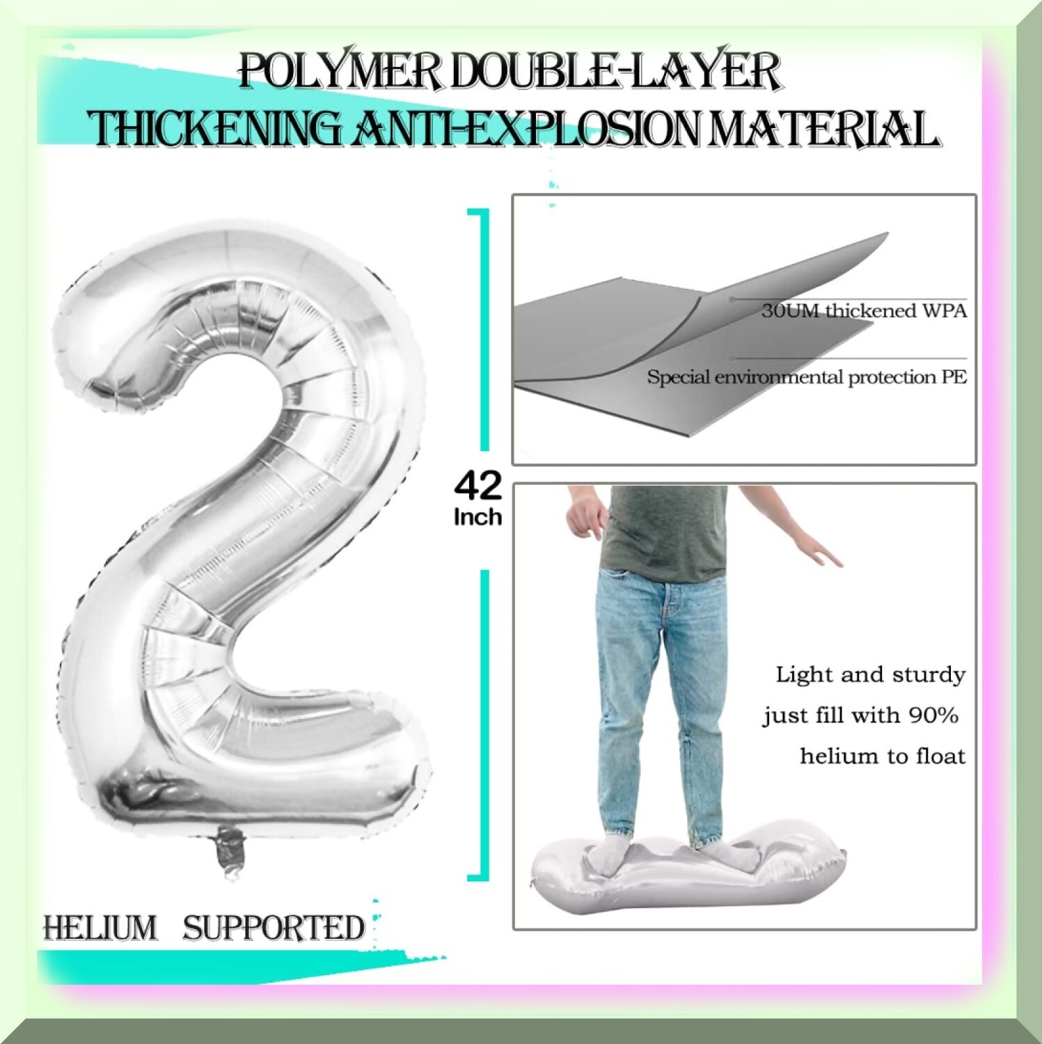 Silver 42 F Number Balloon for Celebrations
