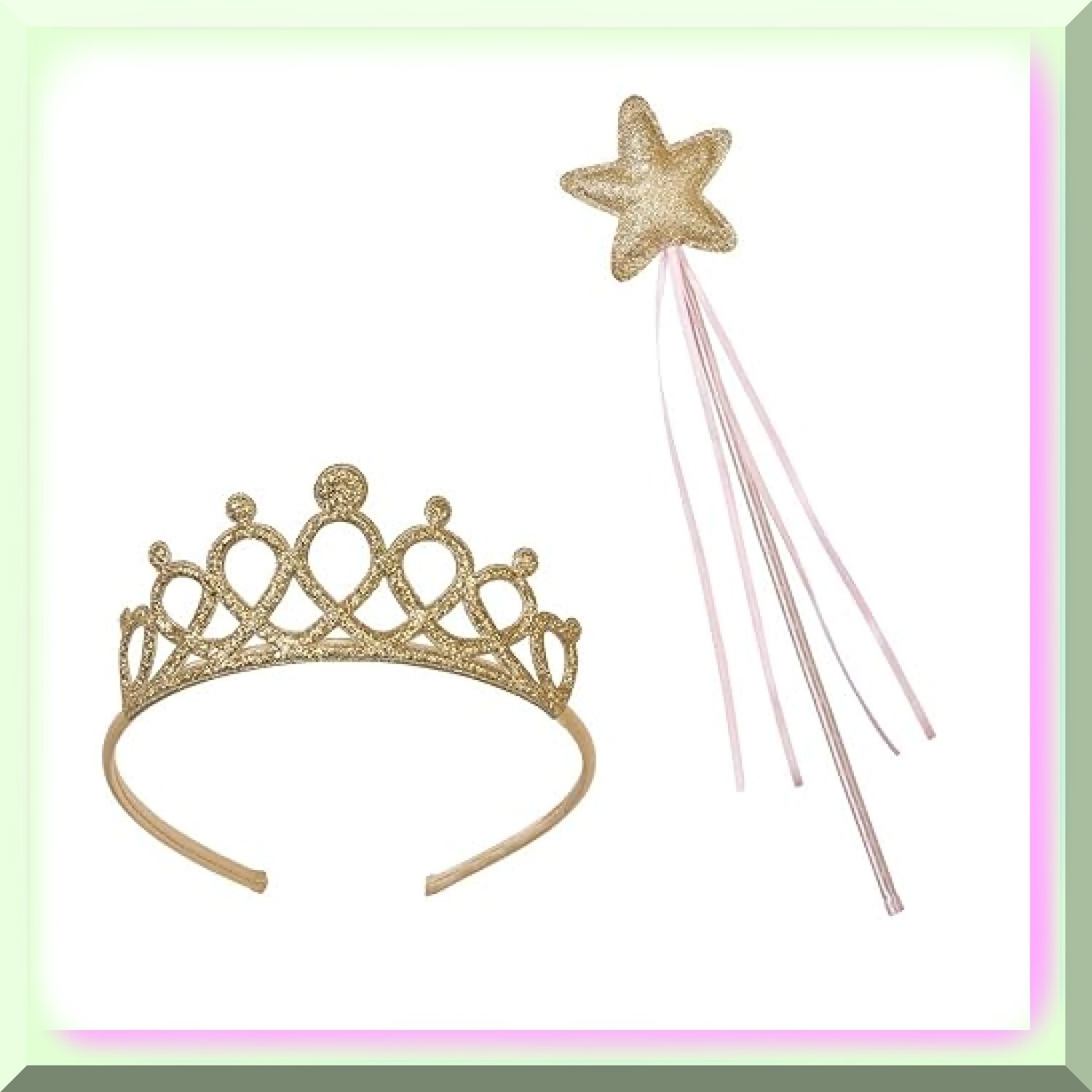 Girls Princess Dress with Wand and Tiara Set