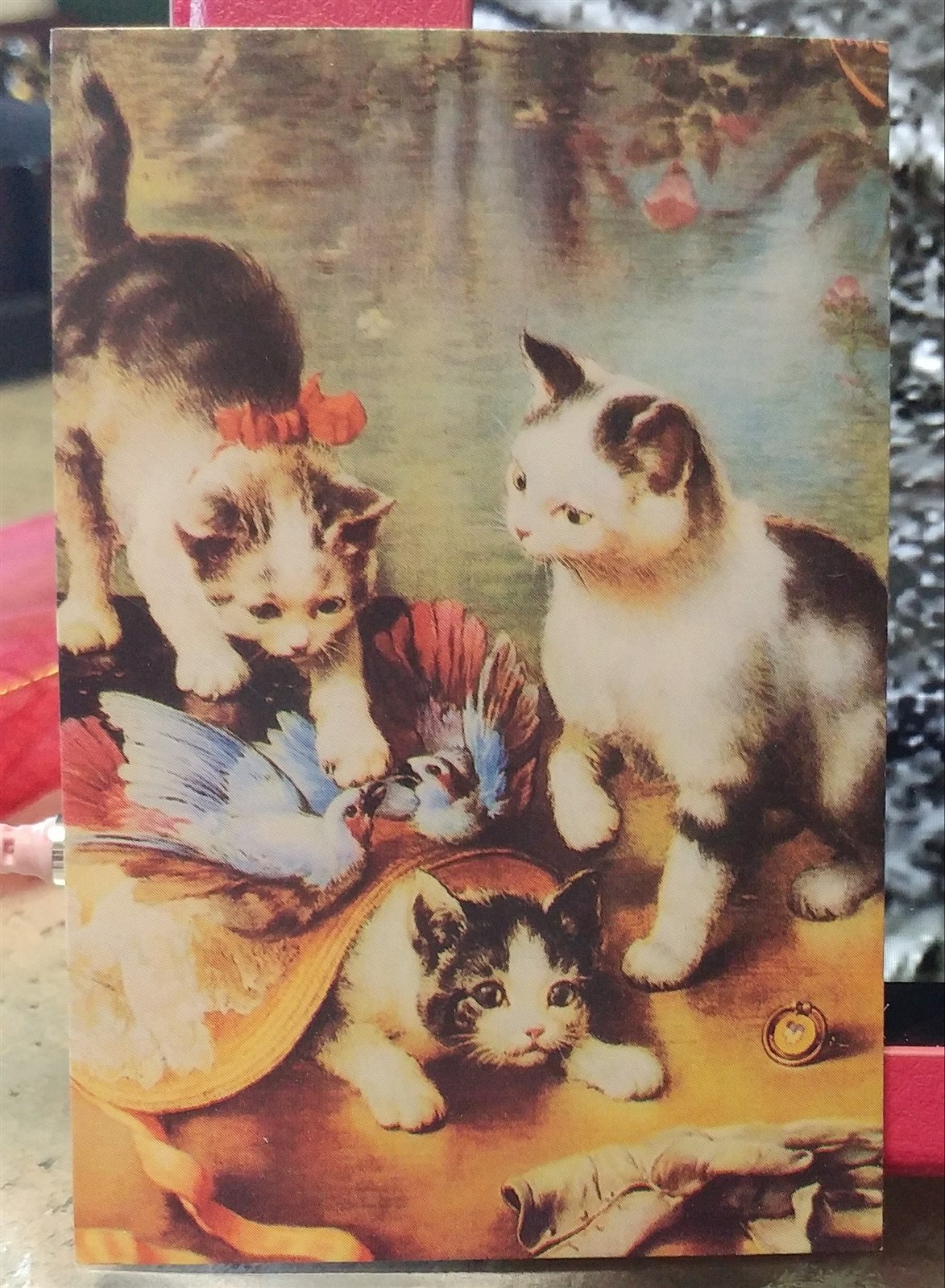 Victorian Trading 900 Cats Playing Enclosure Business Calling Place Card 1C