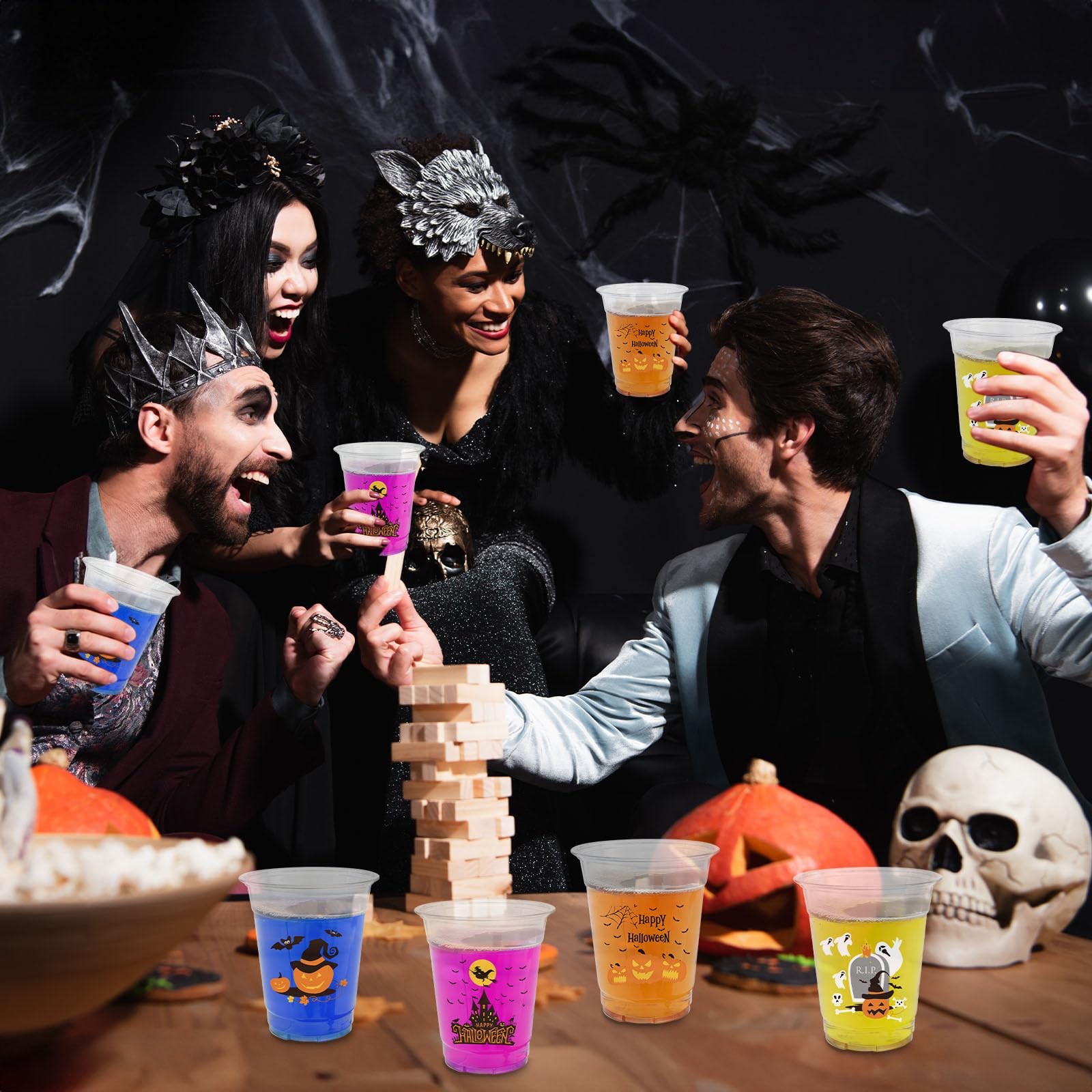 50 Pcs 12OZ Halloween Cups,Halloween Plastic Cups Party standard,