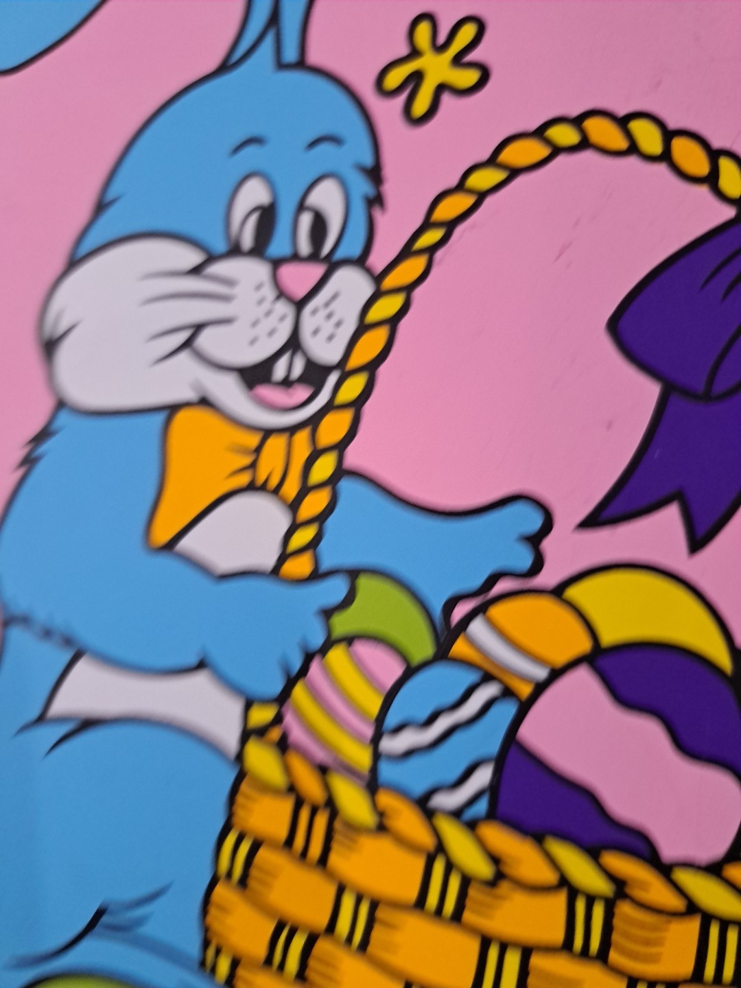 Vintage Easter Decoration Sign Egg Shape on Stick Garden Yard Decor Bunny