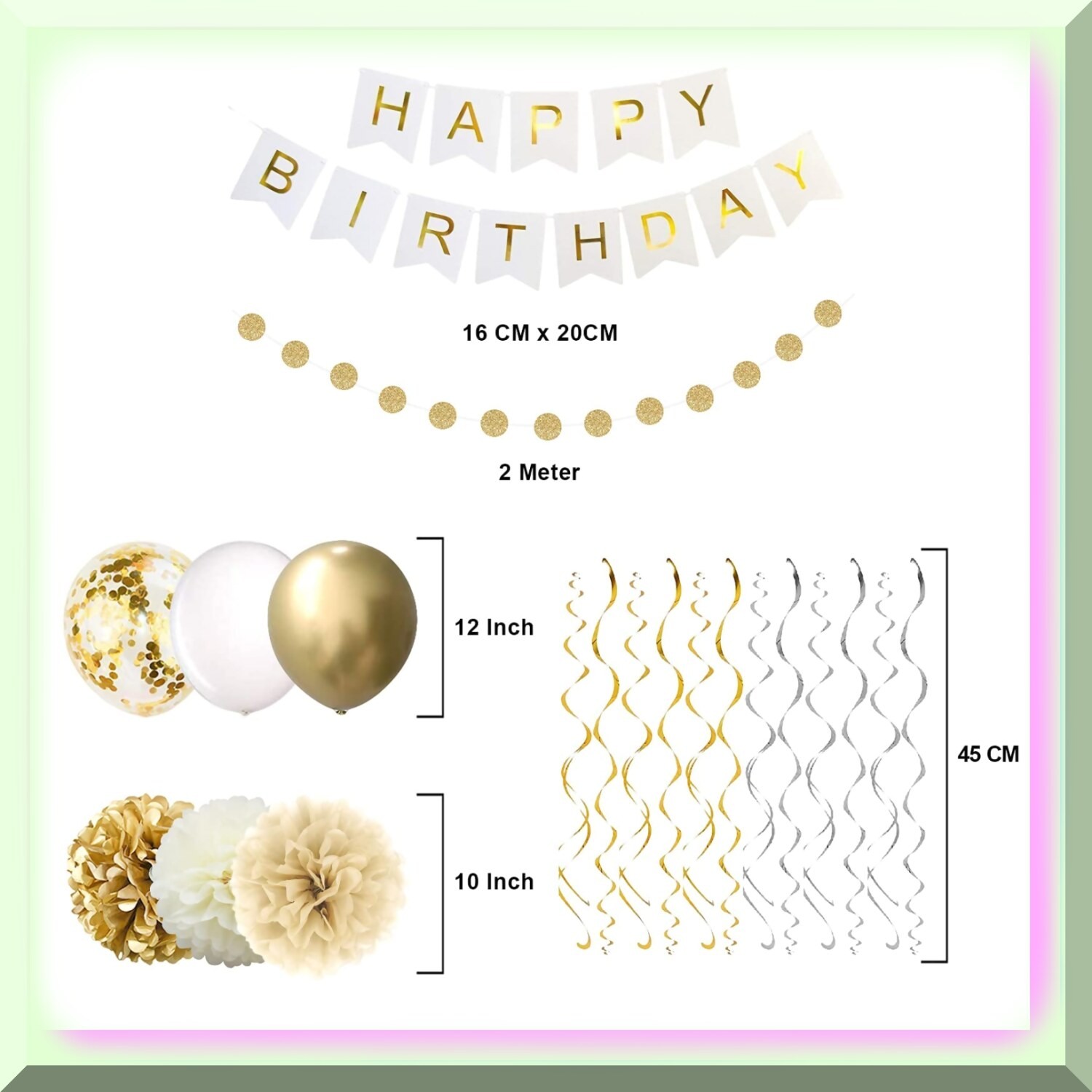 Gold Celebration Kit with Banner, Balloons, Garlands