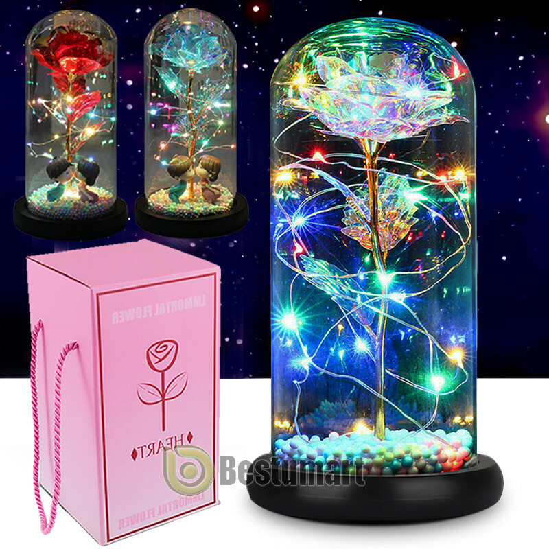 Crystal Galaxy Enchanted Rose LED Glass Forever Flower Home Decoration Gift Box