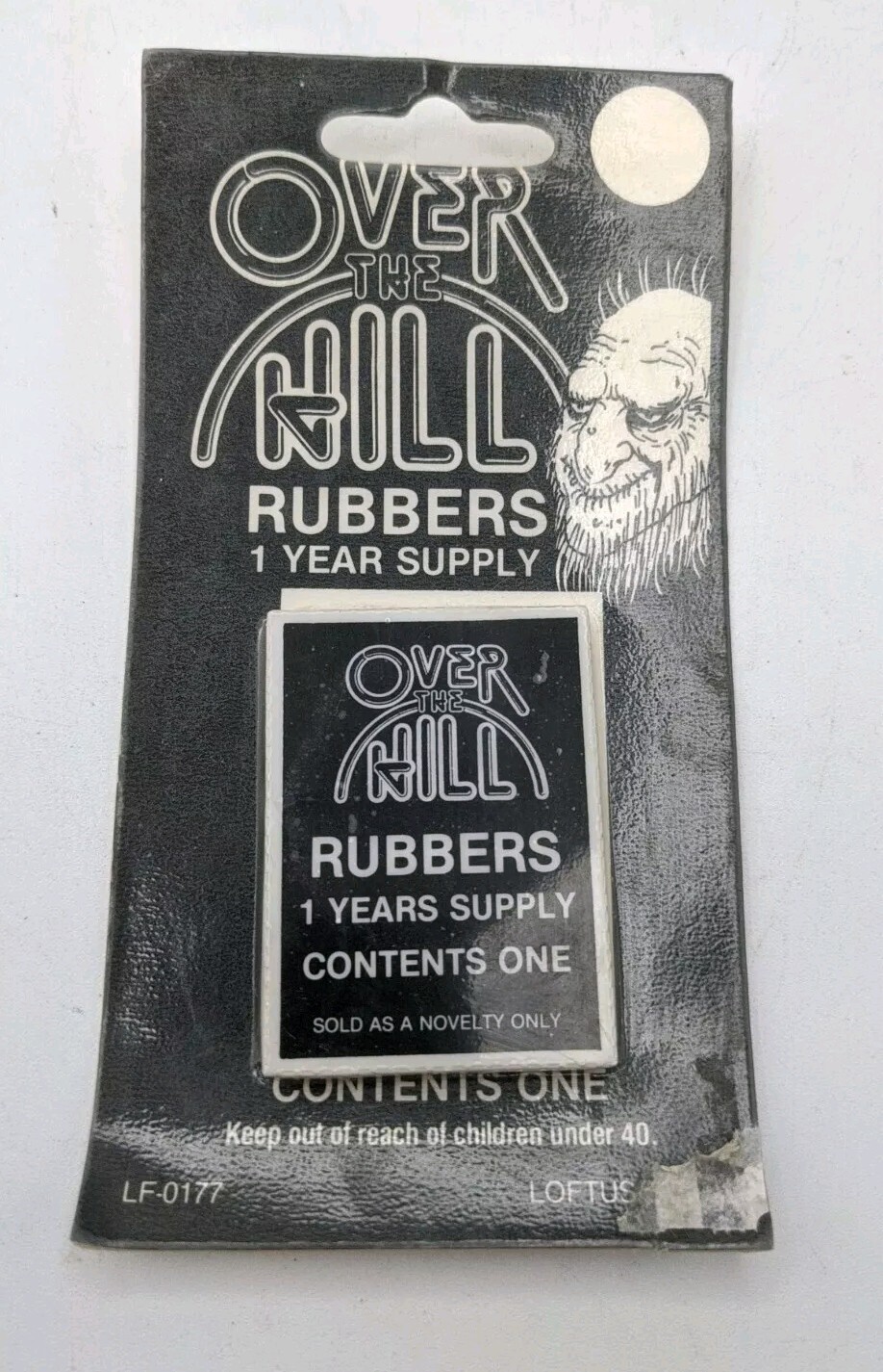 Vintage “Over The Hill Rubbers” 1 Years Supply, Contents One. Over The Hill Gag