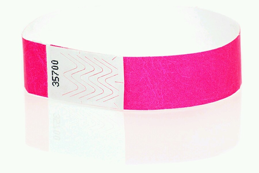 200 3/4″ NEON PINK TYVEK WRISTBANDS, NEON PINK PAPER WRISTBANDS, PINK ARM BANDS