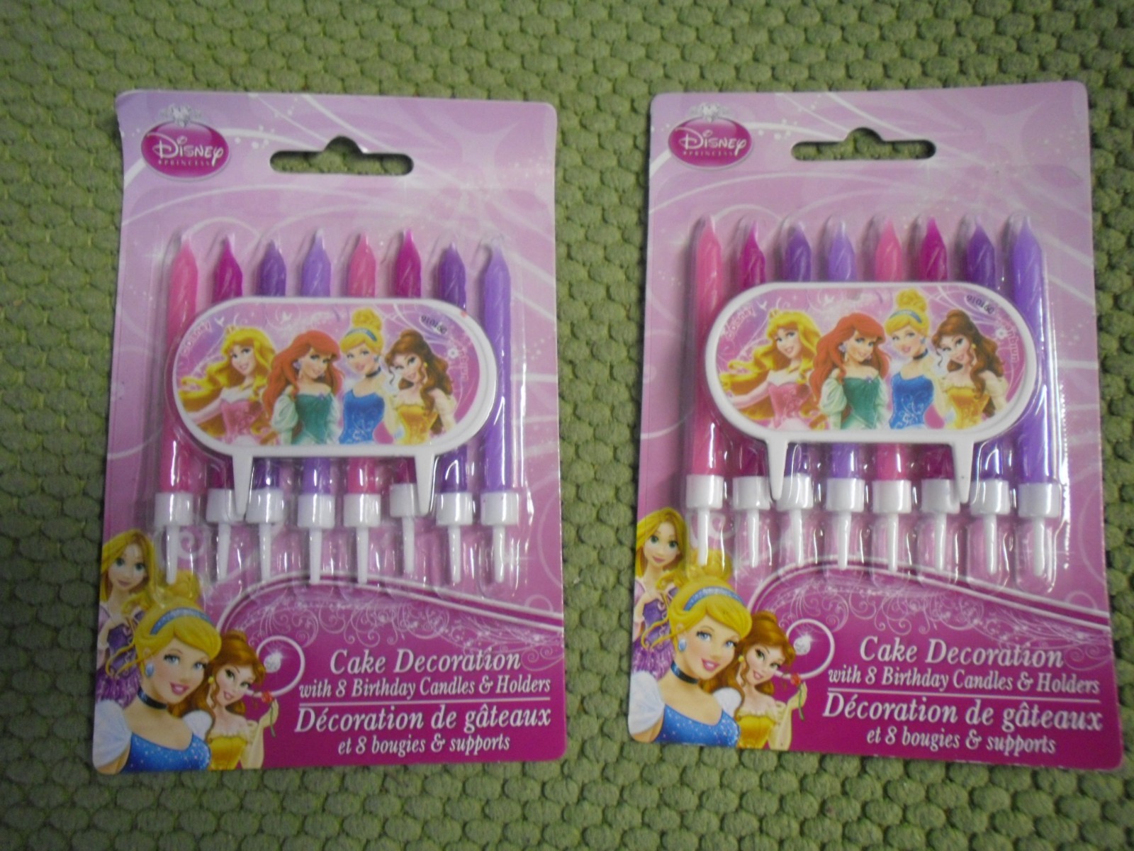 New ! 2 X 8 Count Disney Princess Cake Decoration 8 Candles Holders and Topper