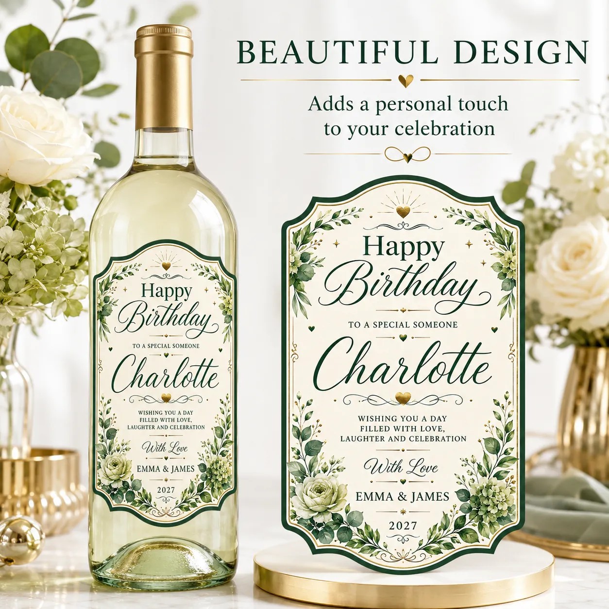 Personalised Birthday Bottle Label Sticker Wine Champagne Gift Any Age