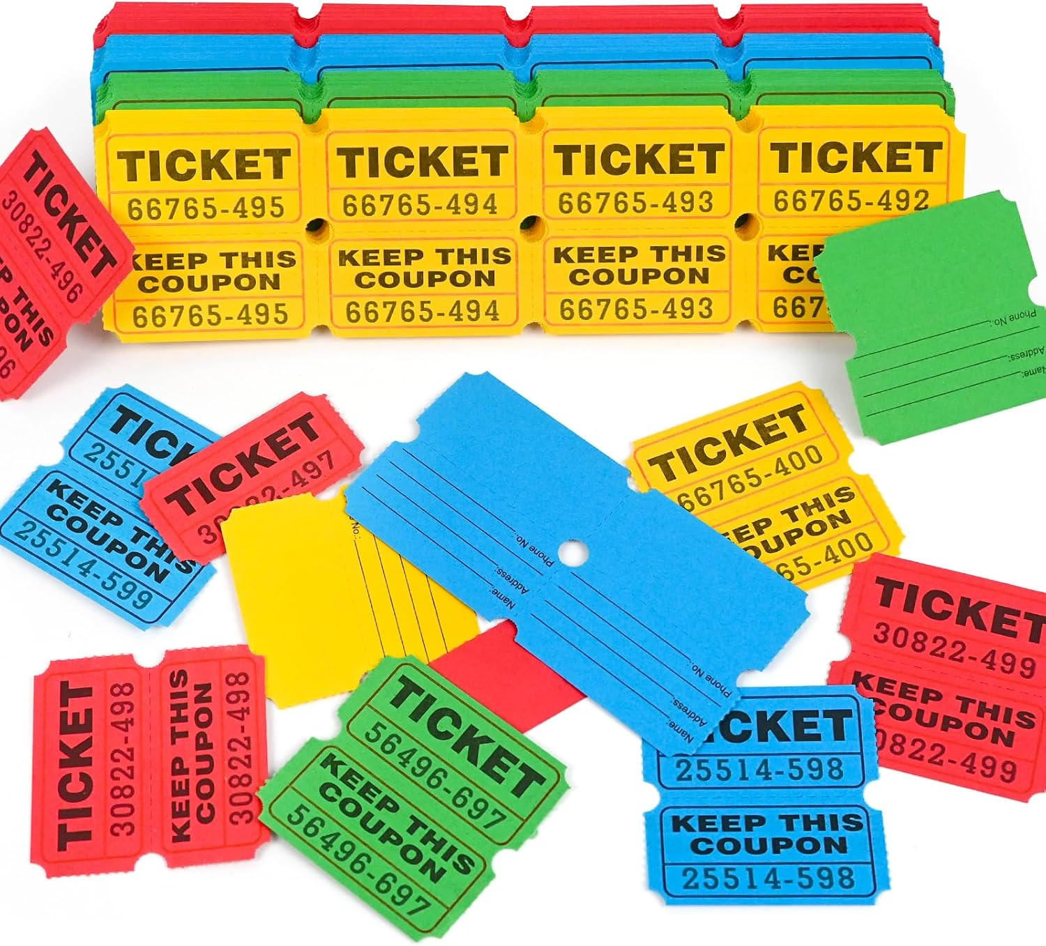 800 Pcs 400 Pairs Raffle Tickets,50/50 Double Ticket,100 Double Tickets Per S…