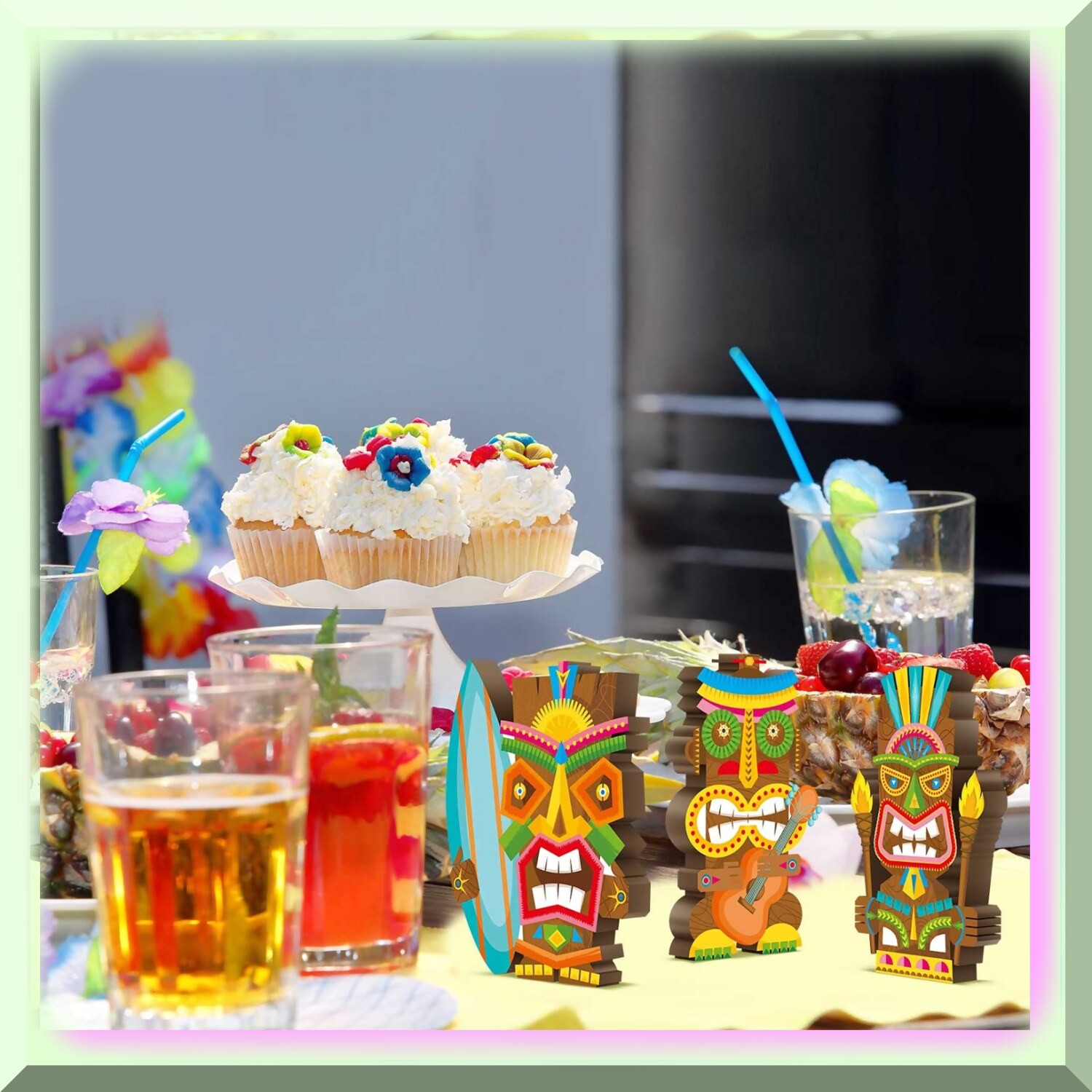 Colorful Wooden Signs for Tropical Luau Party