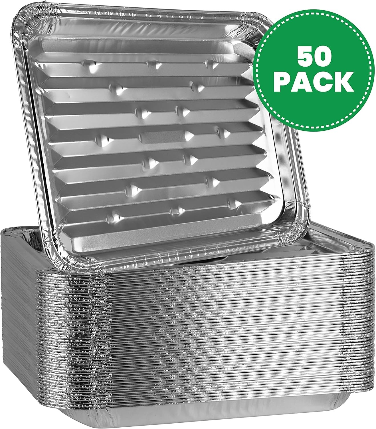 Aluminum Grill Pans, Broiler Pans, Grill Liners, Durable with Ribbed Bottom