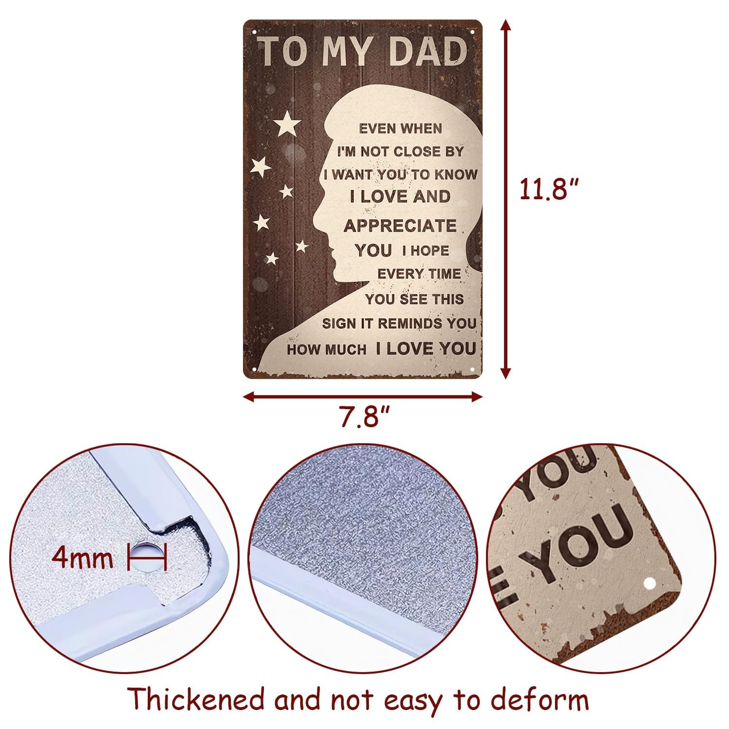 Dad Gifts Rustic Tin Wall Art for Dad – Vintage Fathers Day Metal Sign Plaque…