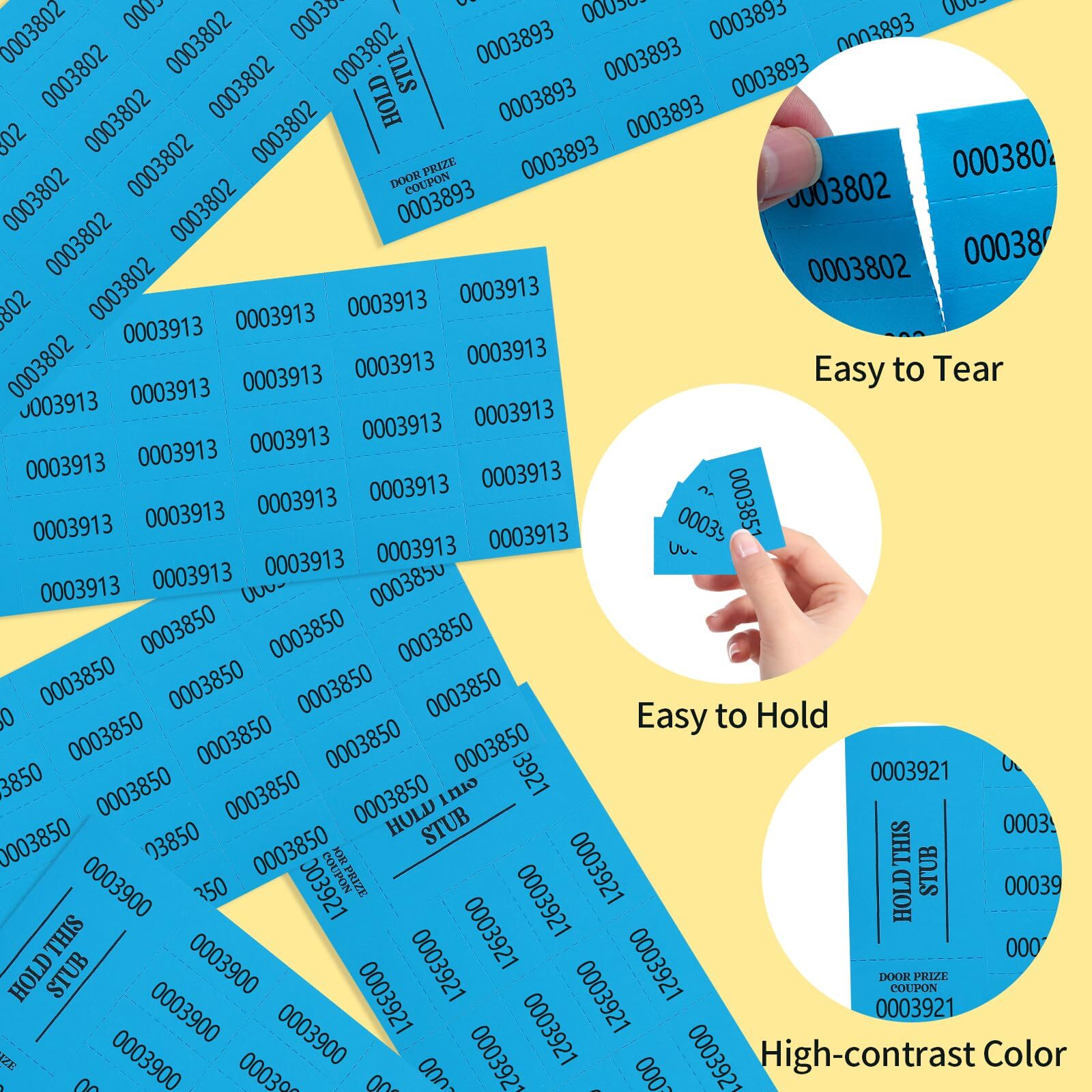 200 PCS Basket Tickets Chinese Raffle 4 x 9 Inch Blue Carnival