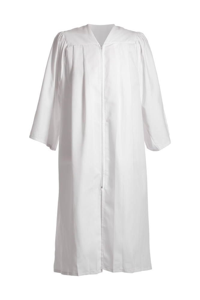 Choir Robe White Zip Gown Mens Priest Preacher Church Flat Pleat Graduation Lady