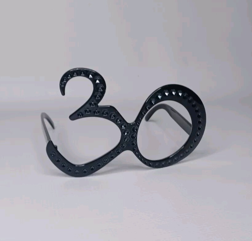 30th Birthday Novelty Number 30 Glasses Black Plastic