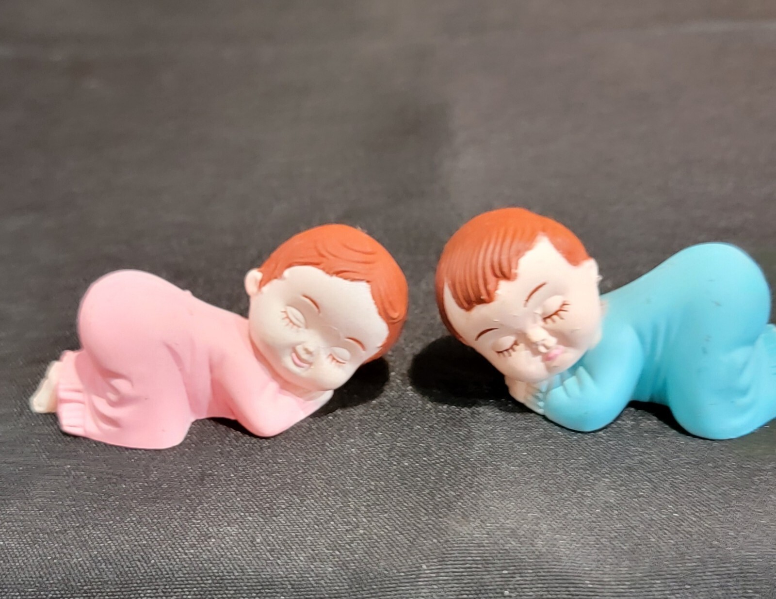 Pink & Blue Pajama Smiling Baby Girl Boy Sleeping Shower Cake Topper Decorative