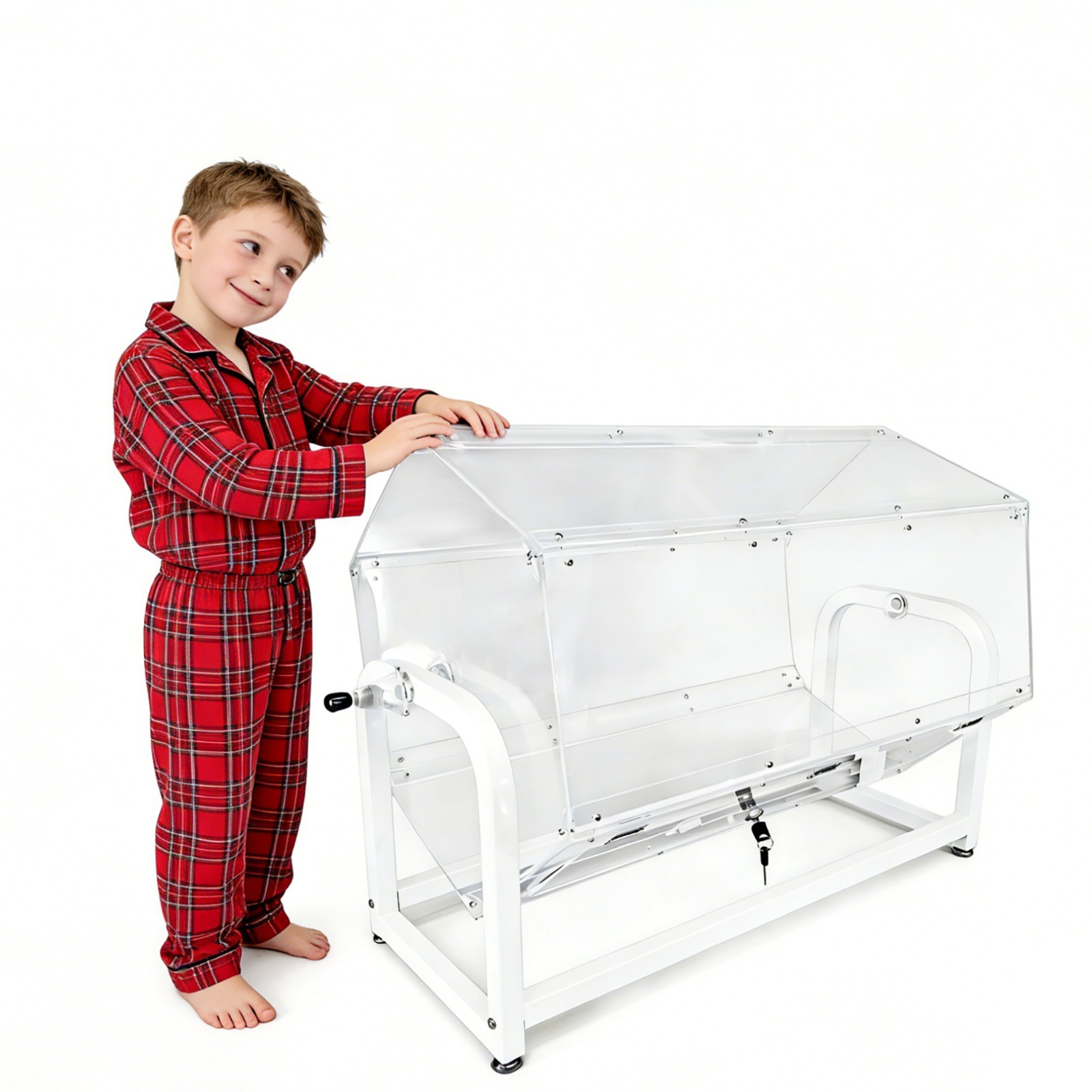 30x18x20″ large Clear Acrylic Raffle Drum Metal Stand, Lucky Draw Ticket Box