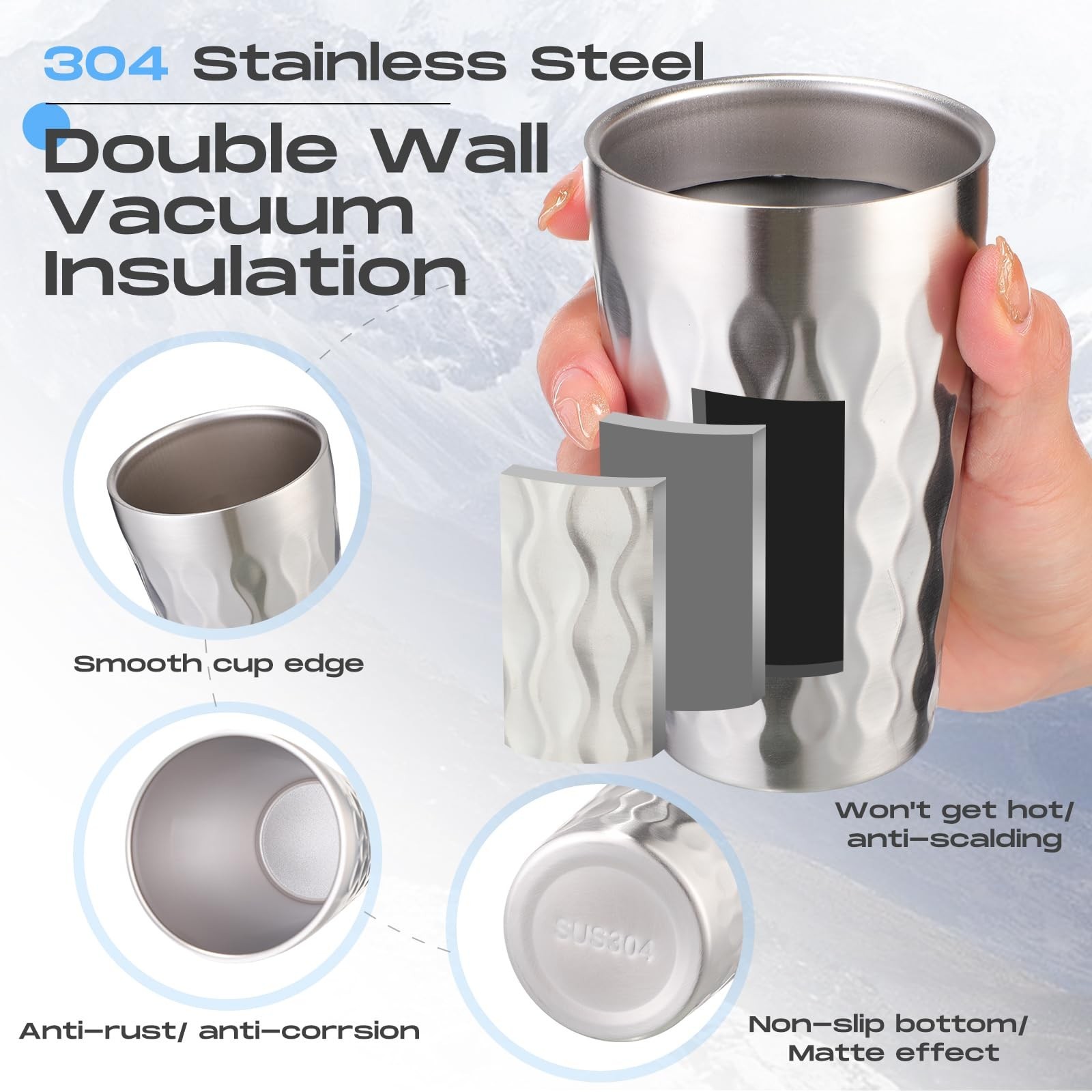 Sawysine 10 Pack 12 oz Stainless Steel Cup Double Wall Metal Tumbler Insulate…