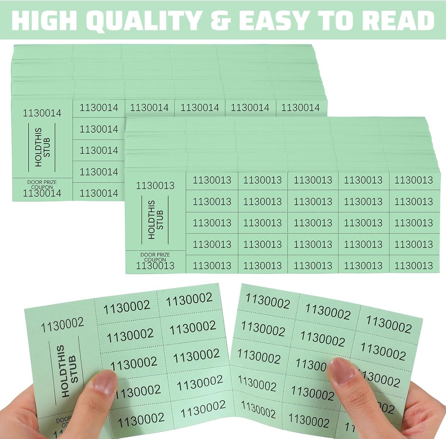 High-Visibility Light Green Raffle Tickets – 1000 Sheets Ideal for Auctions