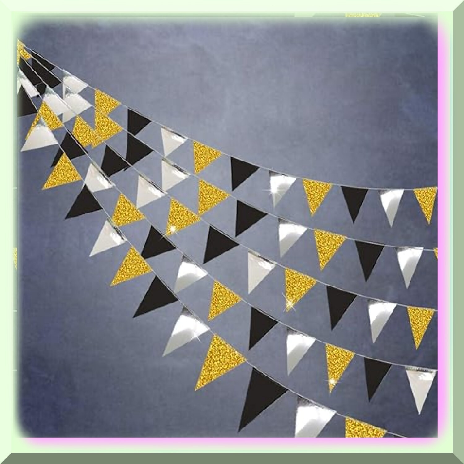 Shimmering Triangle Banner Set for Celebrations
