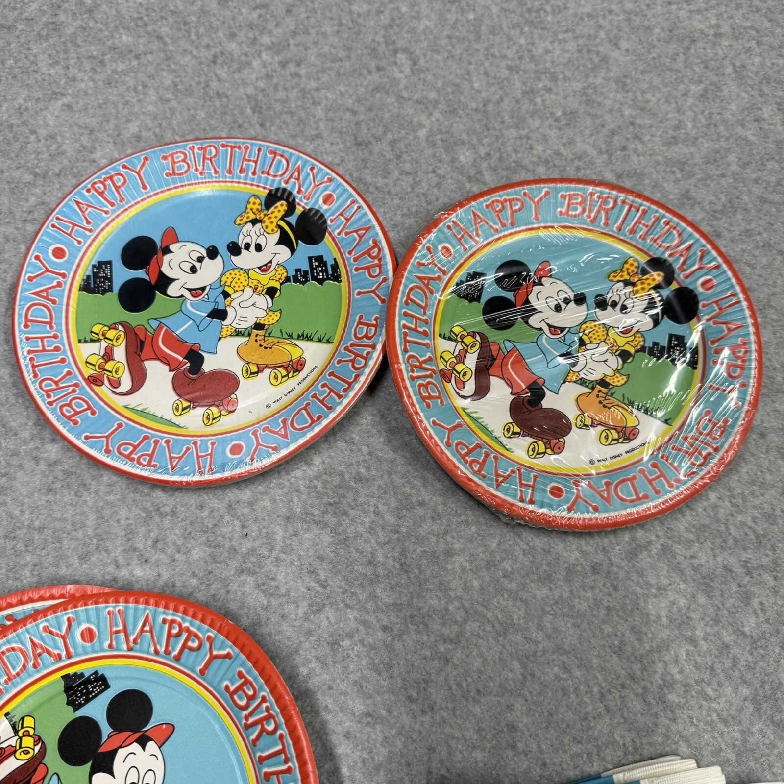 Vintage Mickey Minnie Mouse Party Plates & Napkin Lot Walt Disney Productions