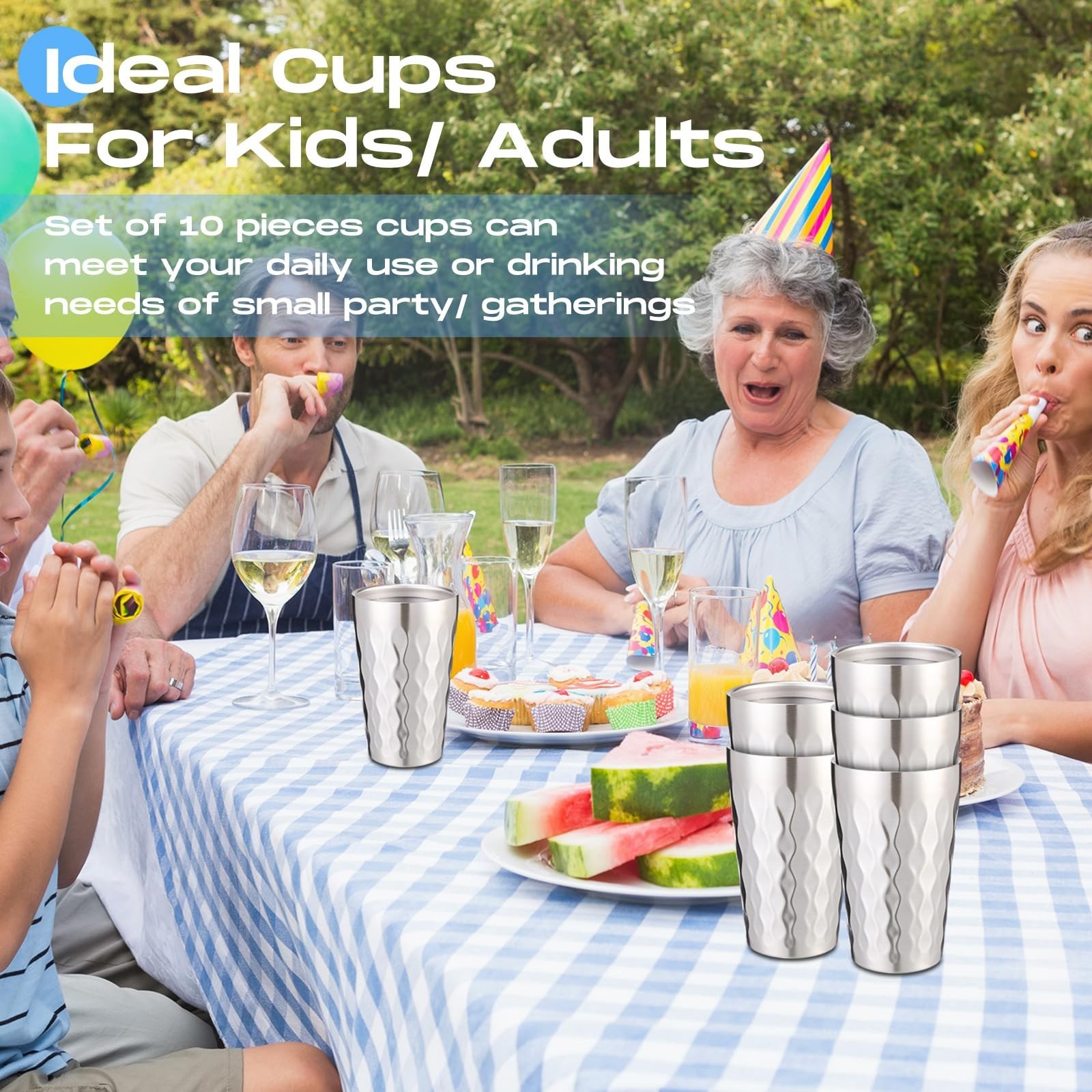 Sawysine 10 Pack 12 oz Stainless Steel Cup Double Wall Metal Tumbler Insulate…