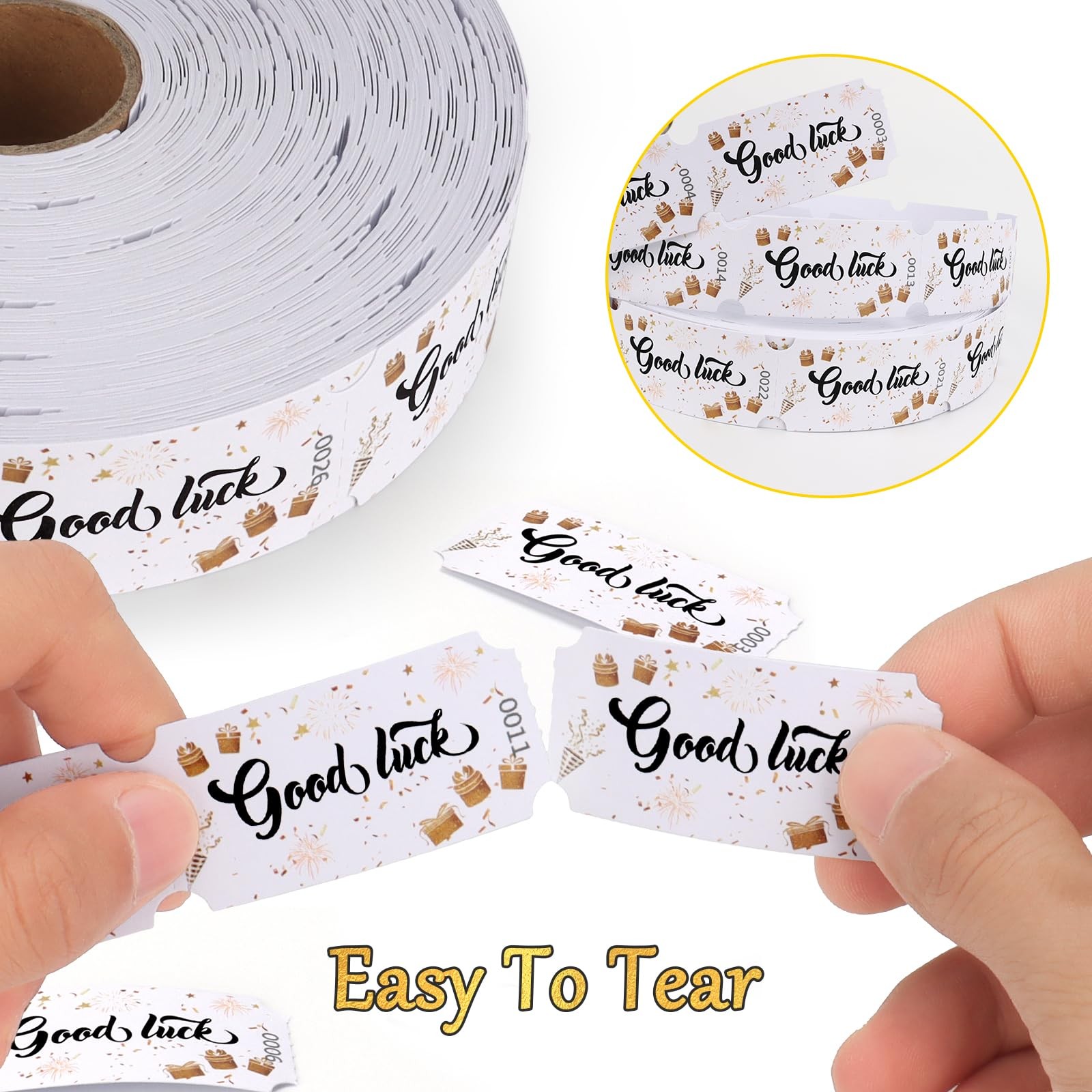 1000 PCS Good Luck Enter To Win Single Roll Raffle Tickets Contest Entry