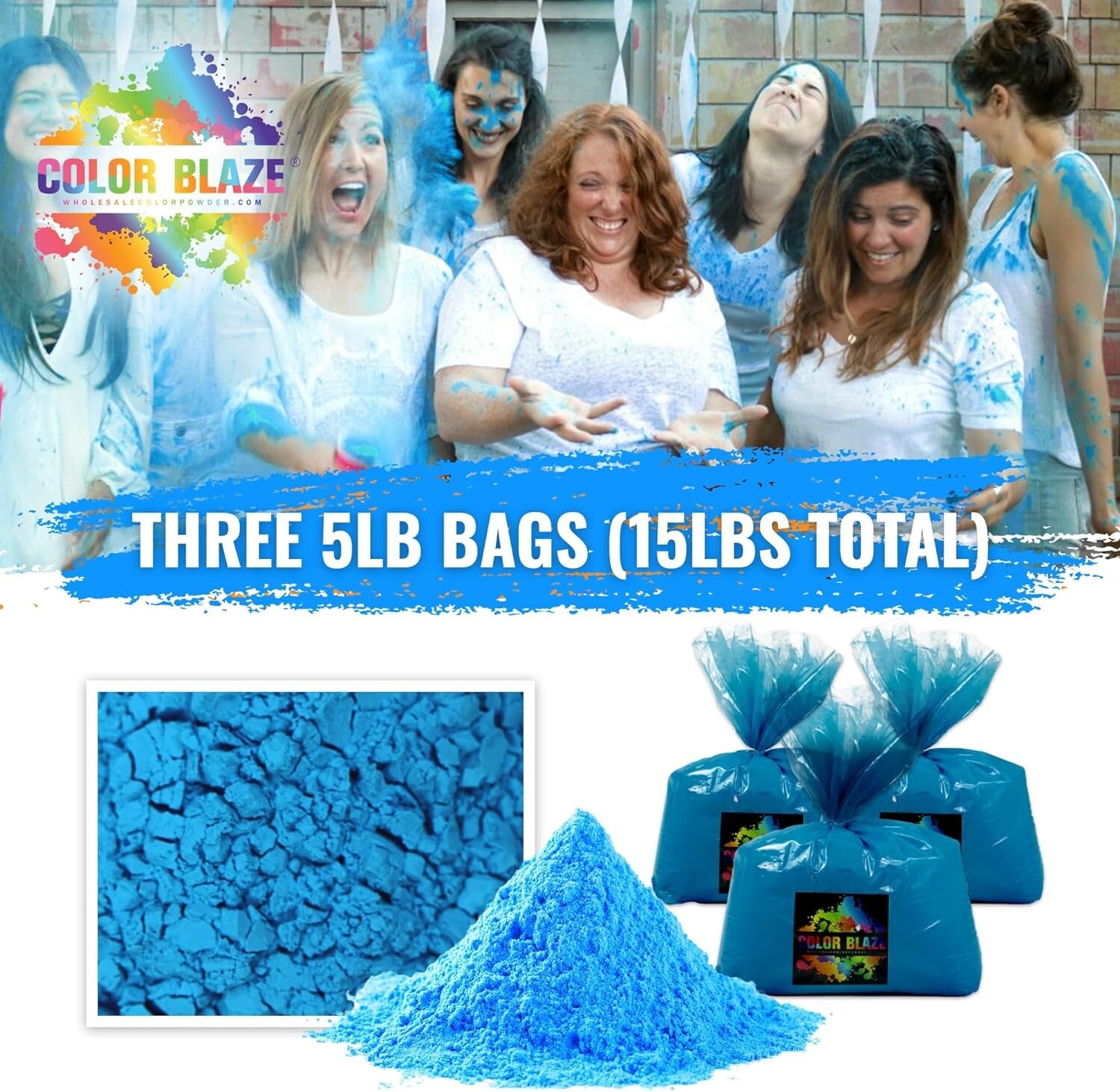 Color Blaze – 15lbs Blue Color Powder – Gender Reveal Baby Boy Color Run Holi