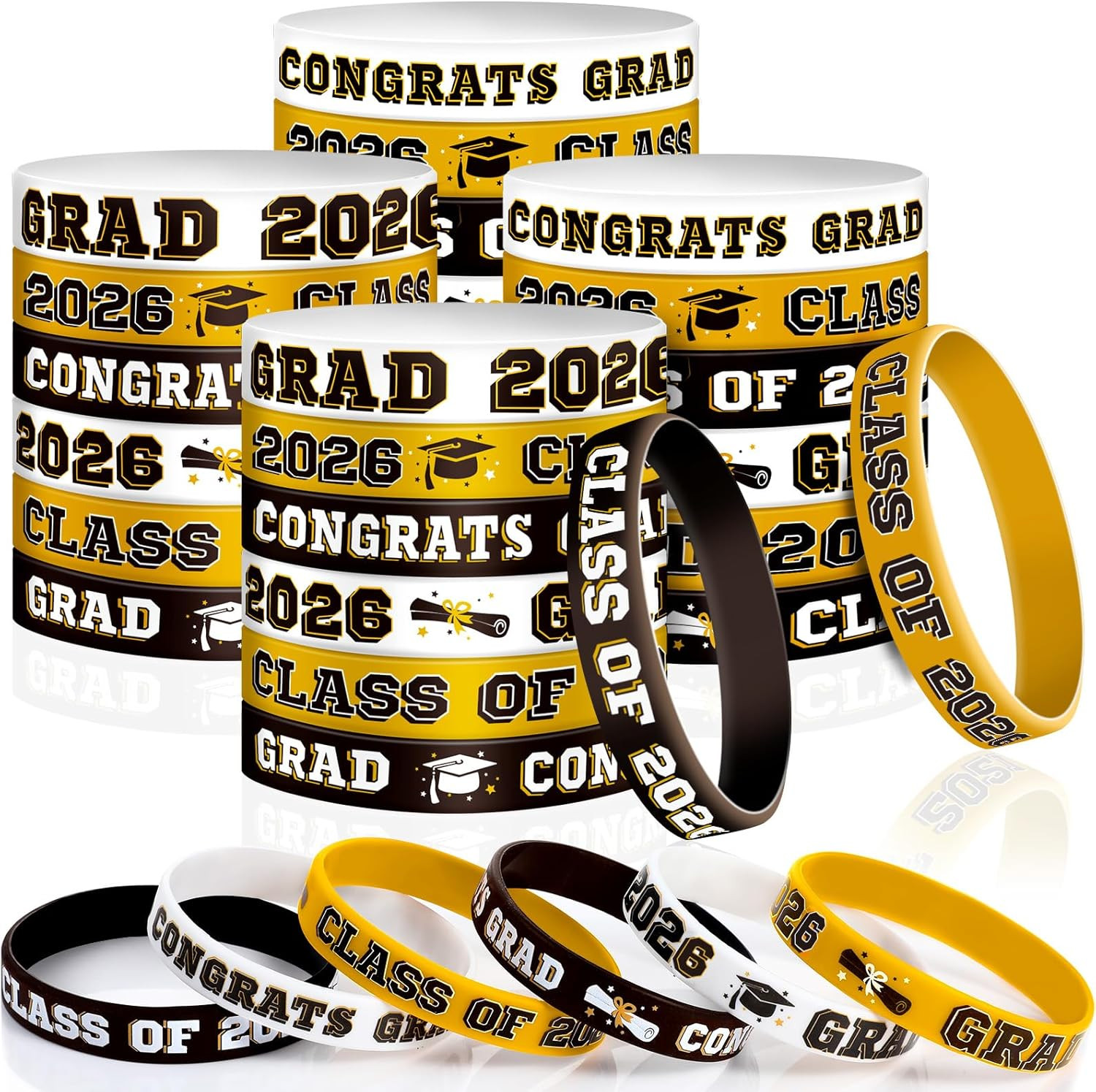 36Pcs Class of 2026 Graduation Silicone Bracelets Congrats Grad Party Favors