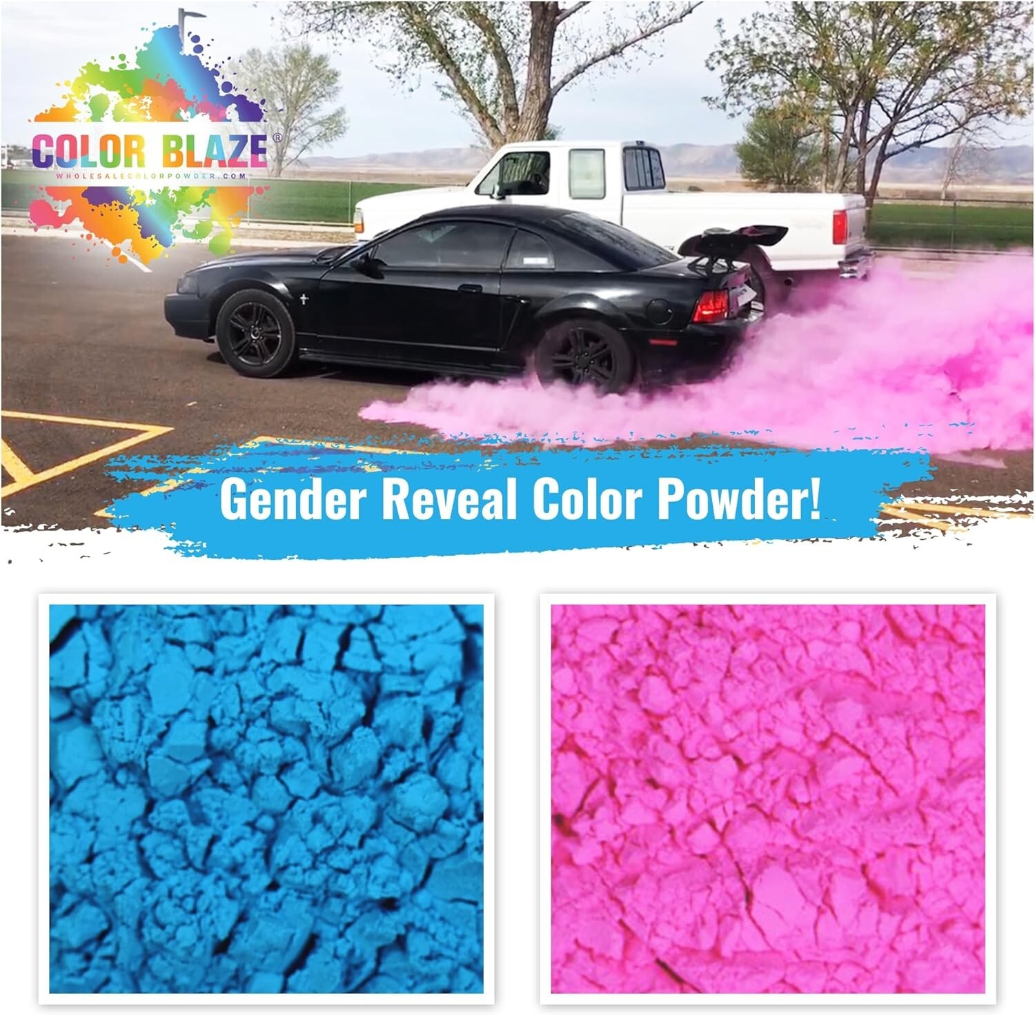 Color Blaze – Blackout Out Color Powder 1lb Pink & 1lb Blue – Baby Gender Reveal