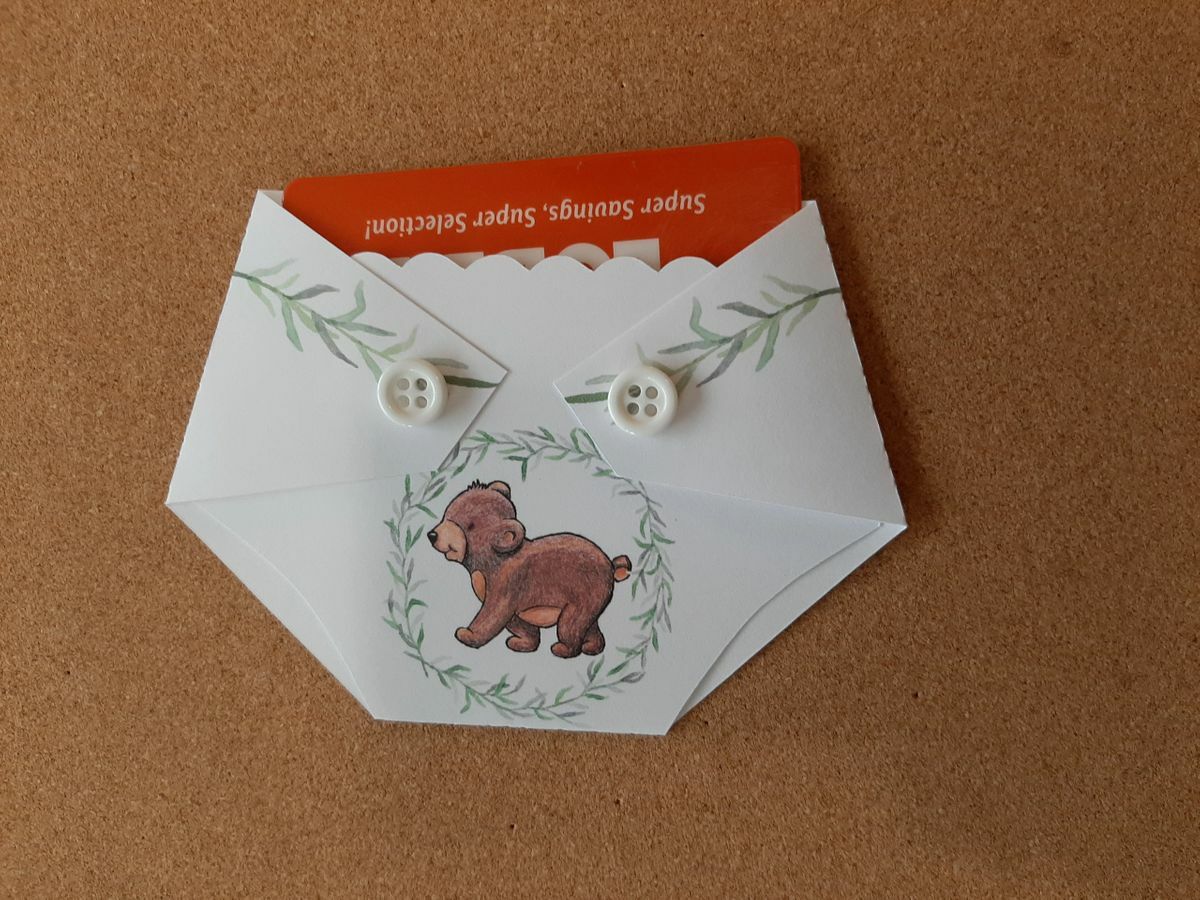 Baby Shower Game Prizes – Diaper Shaped Gift Card Holder-Woodland Animals