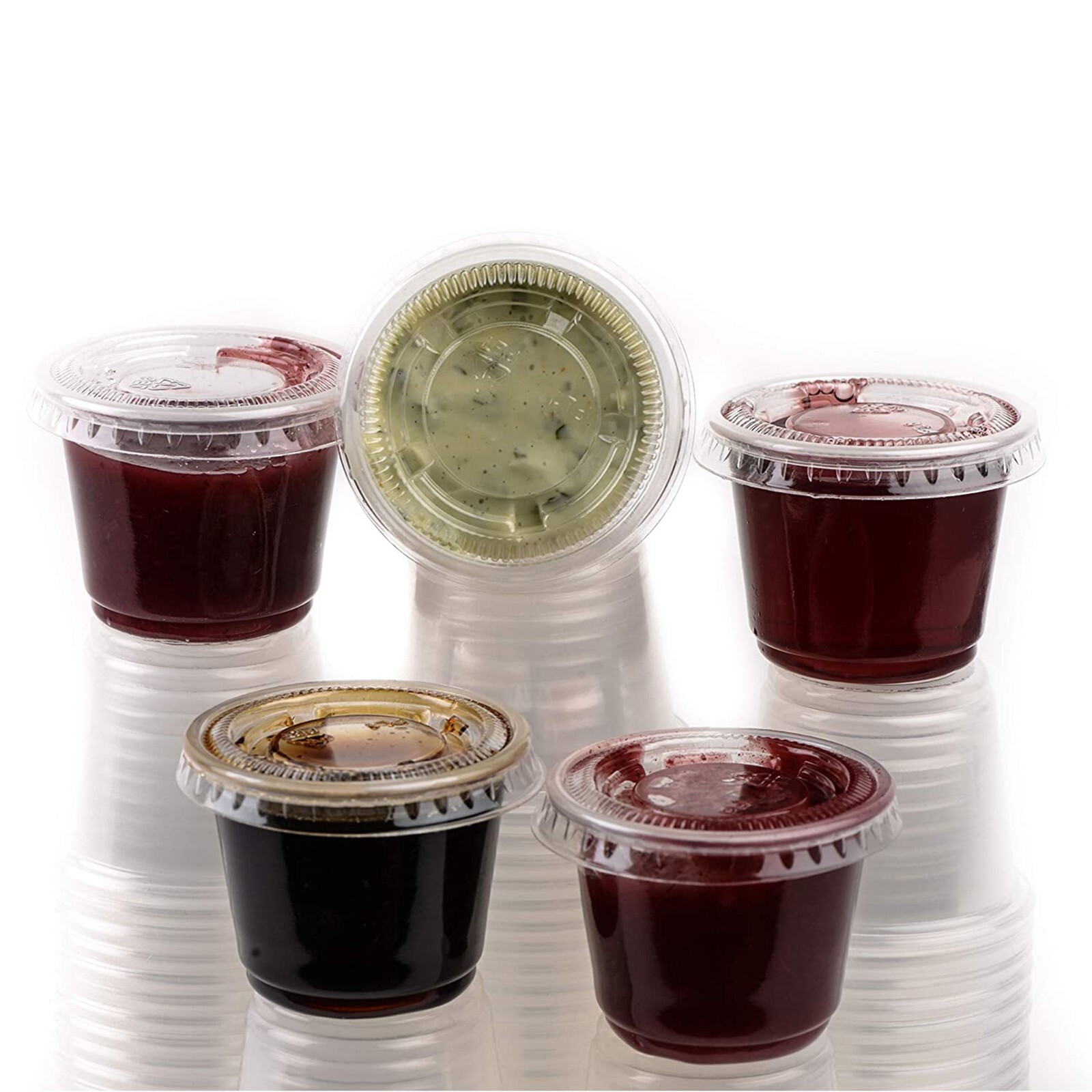 20 Pack – Clear Plastic Disposable Portion Cups with Lids 1 Oz.