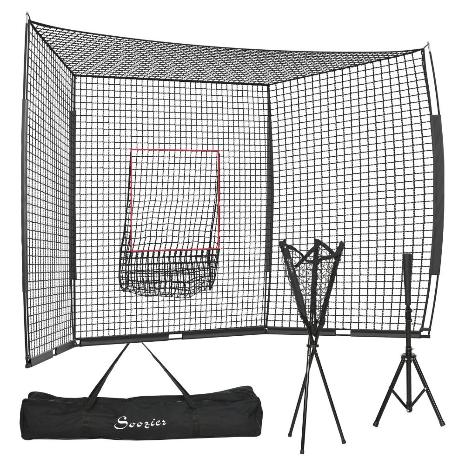 Soozier 17’x5.5′ Baseball Net Strike Zone Tee Caddy Carry Bag Portable