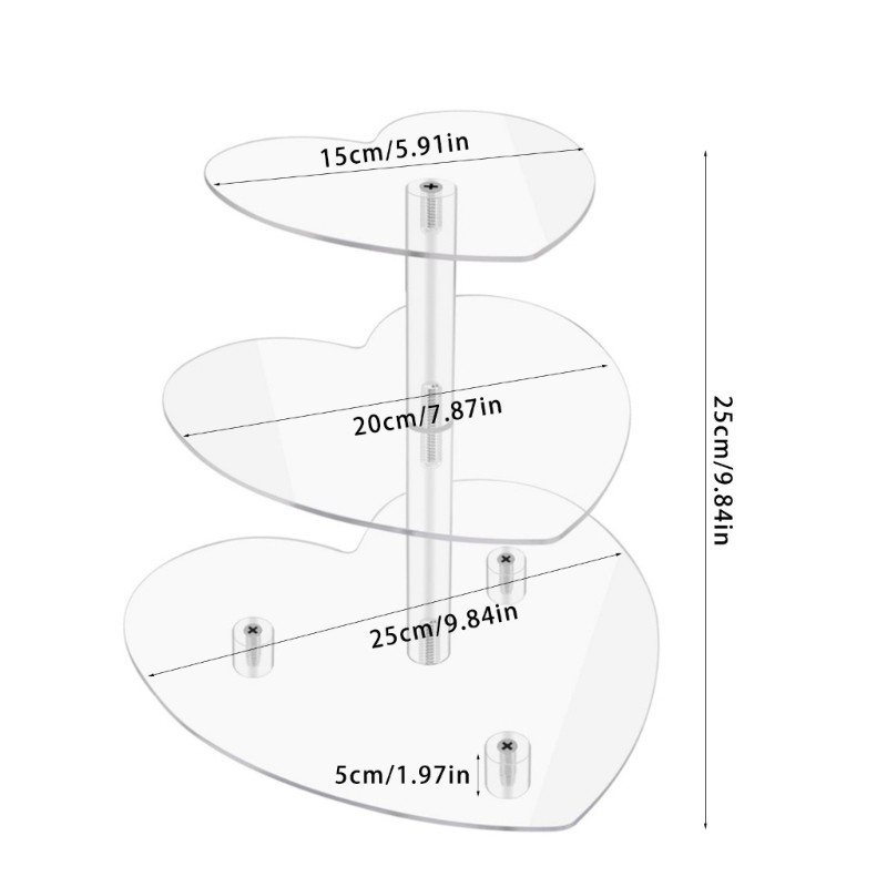 Elegant Heart Shaped Triple Tiers Cupcake Holder Stand for Birthday Dessert Rack