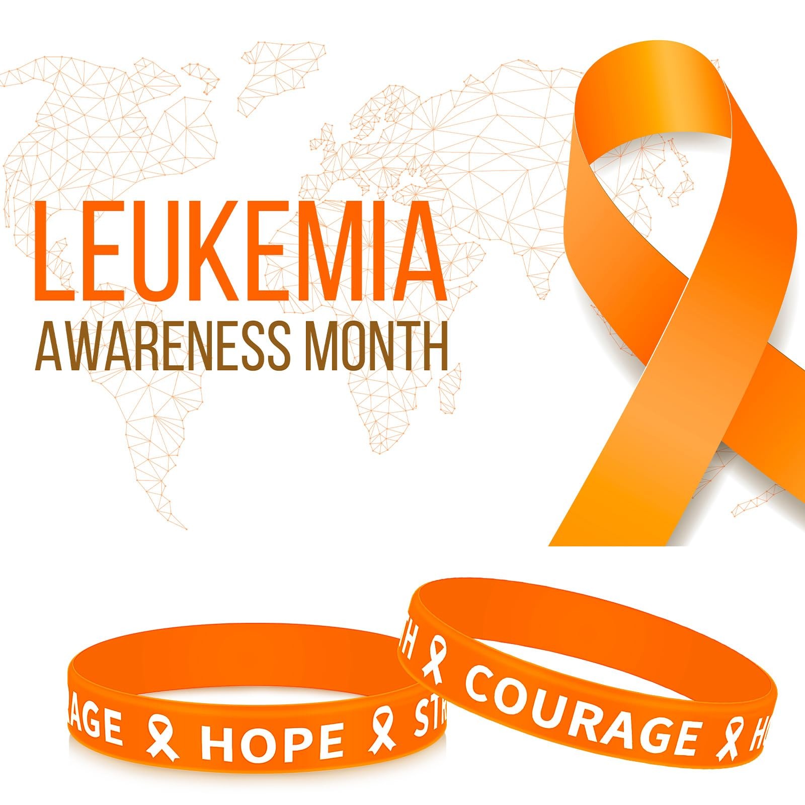100 Pcs Orange Ribbon Awareness Silicone Bracelets for Leukemia Kidney Cancer