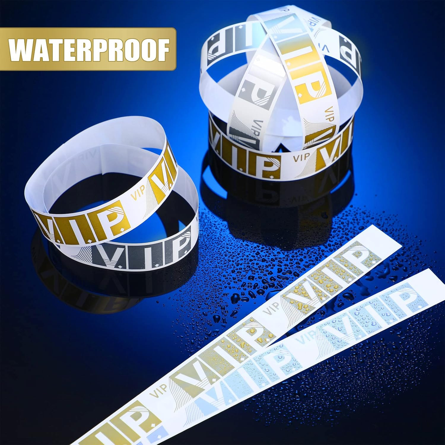 400 Pcs VIP Wristbands for Events Waterproof Party Armbands Gold and Silver Pape